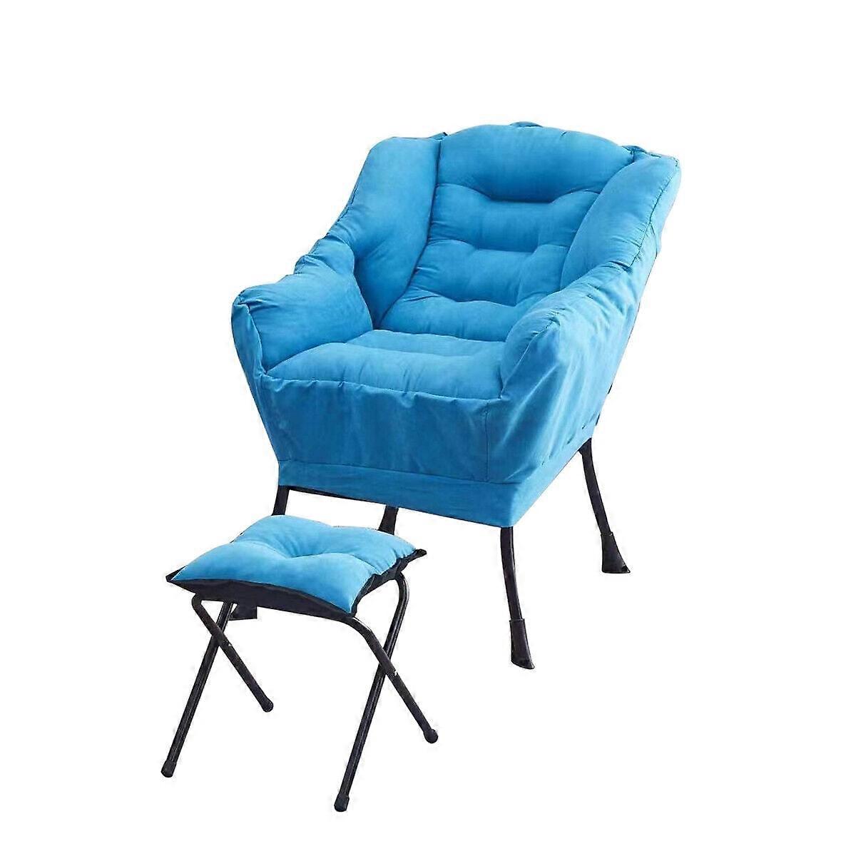 WSYW Lazy Chair with Ottoman,Lounge Chair w/Footrest Armrests&Side Pocket Space for Adult and Kids Blue