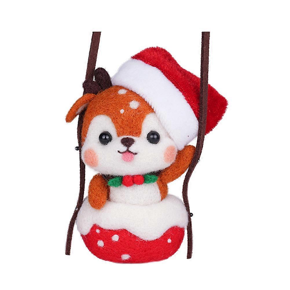 Wool Felt Craft Pendant Needle Felting Kits for Decoration 1Set Red DIY Kit