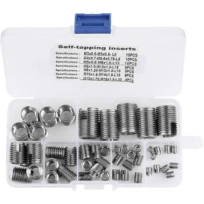 50pcs 302 Stainless Steel Self-Tapping Threaded Inserts, Helical Self-Tapping Thread Insert Screw