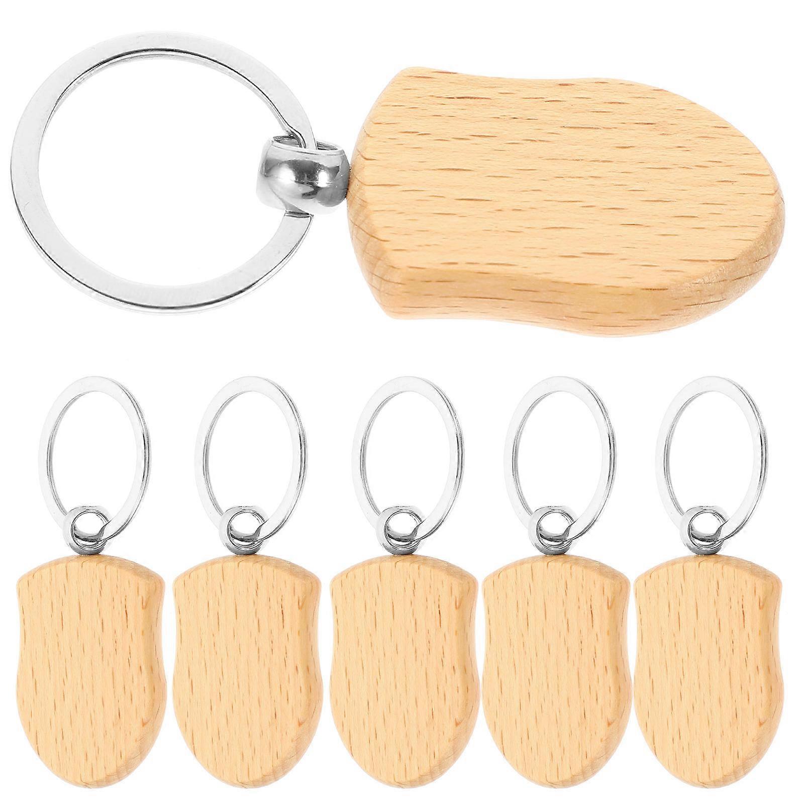 Engravable Wood Keychain Blanks 6Pcs Light Brown Rectangular DIY Crafts Perfect For Birthdays Thanksgiving And New Year