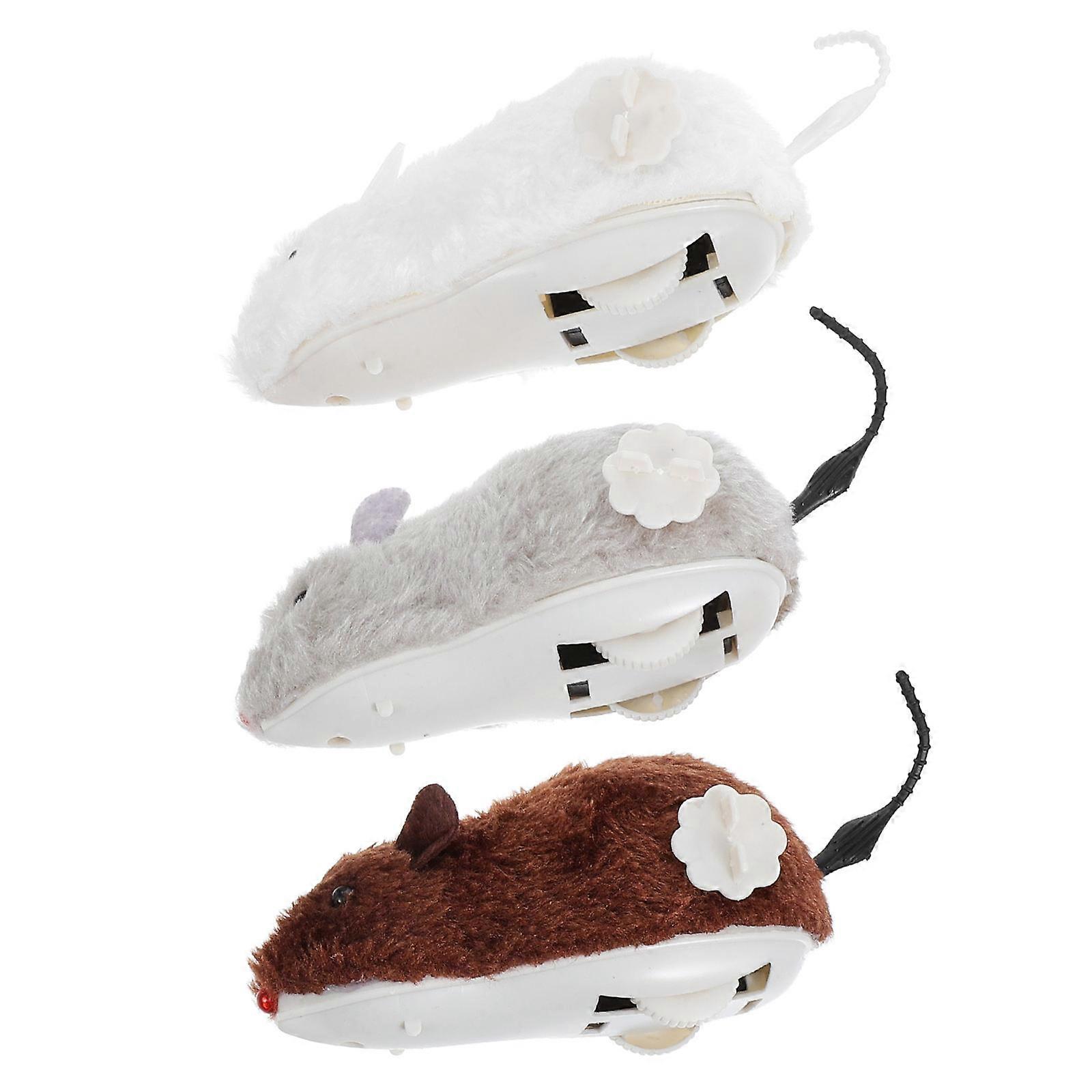 Plush Mice Interactive Cat Toy 3Pcs For Indoor Cats Windup Mechanism Stimulates Hunting Instincts