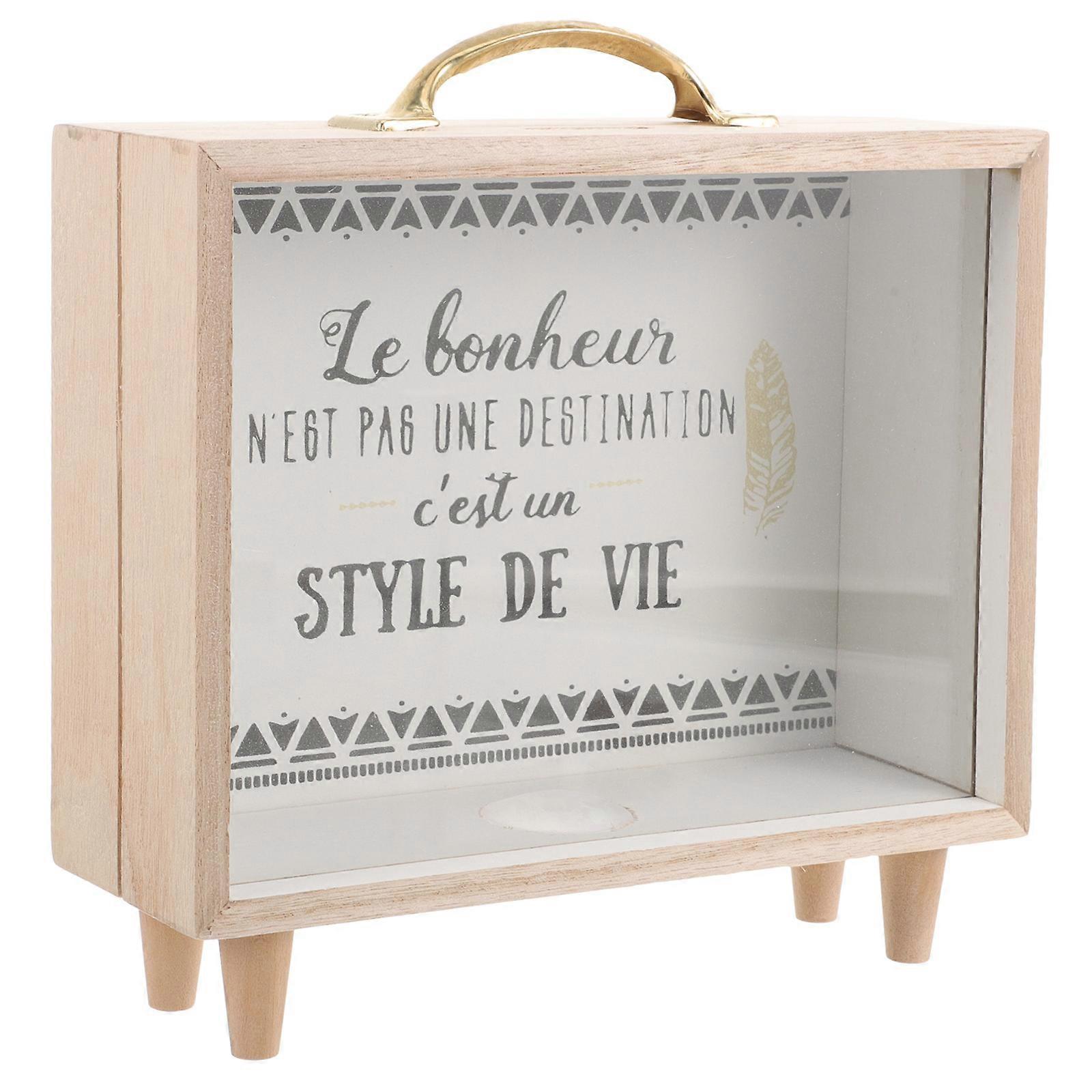 Rectangular Piggy Bank Wooden Box For Suitable For Study Office 2Pcs