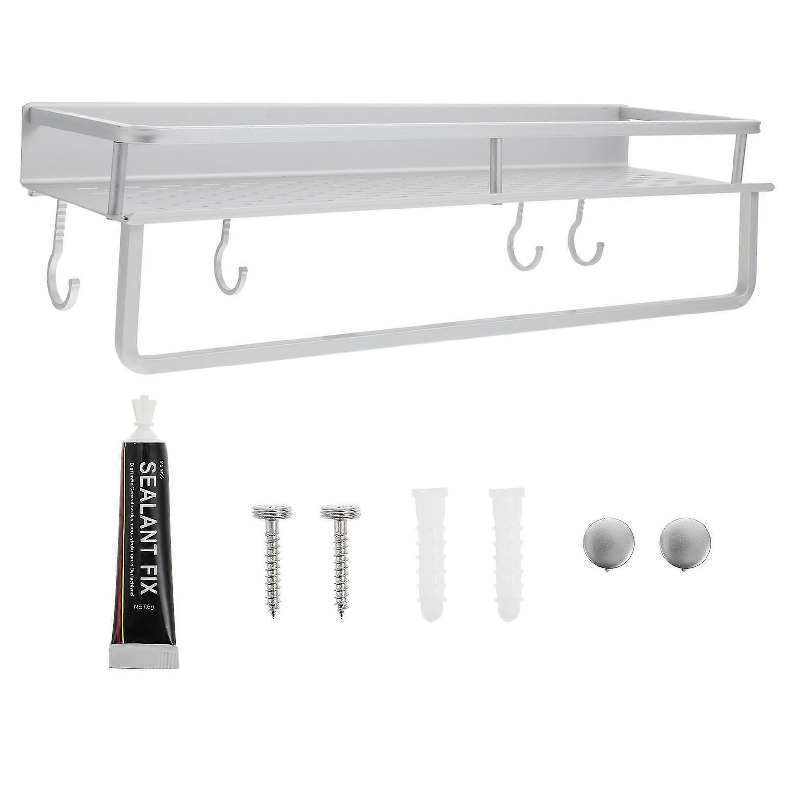 Punch-Free Storage Rack Bathroom Holder for Storage 2Sets White Wall Rack