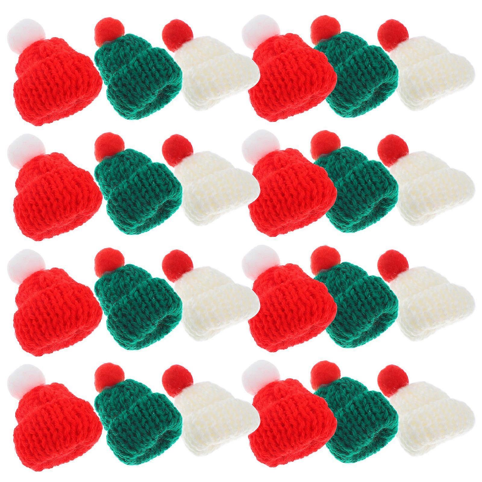Christmas Mini Knit Hats for Doll Craft Accessories 48Pcs Assorted Color Wool