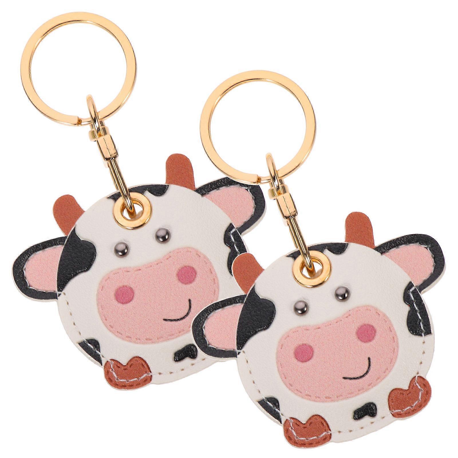 Multi-functional Access Cards Cover Keychain 2Pcs Cartoon Pattern Design Wear-resistant Daily Use Stylish Accessories