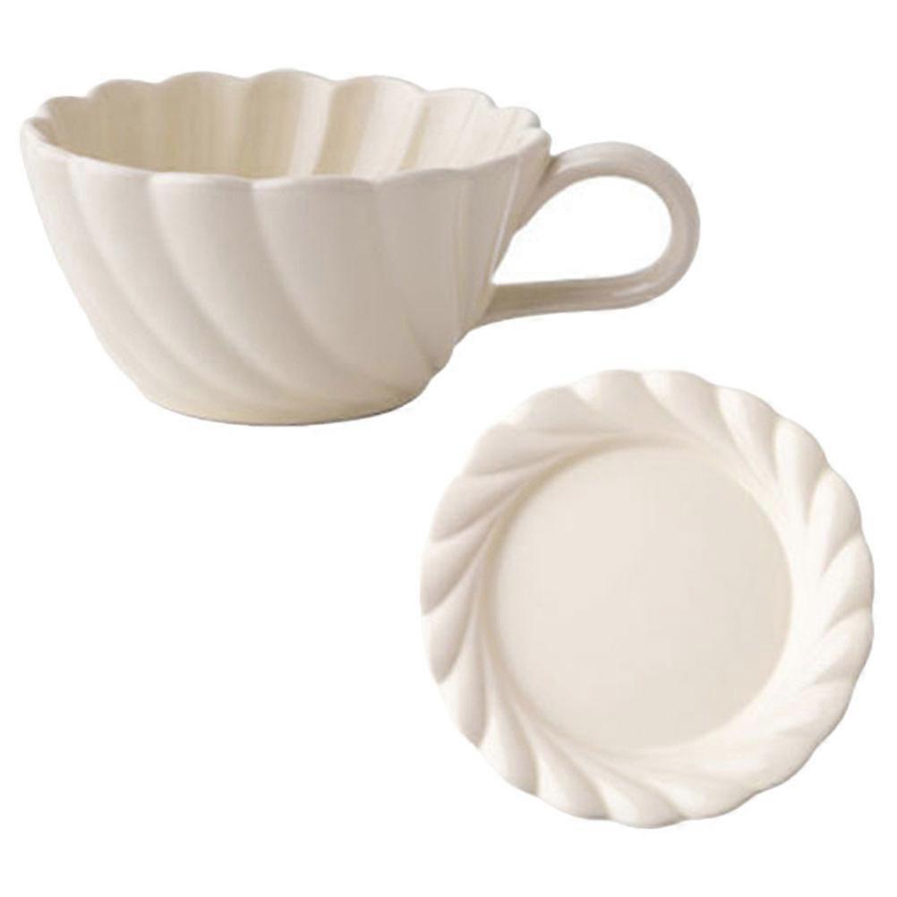 Decorative Milk Cup Coffee Mug for Household Use 4Sets White Ceramic