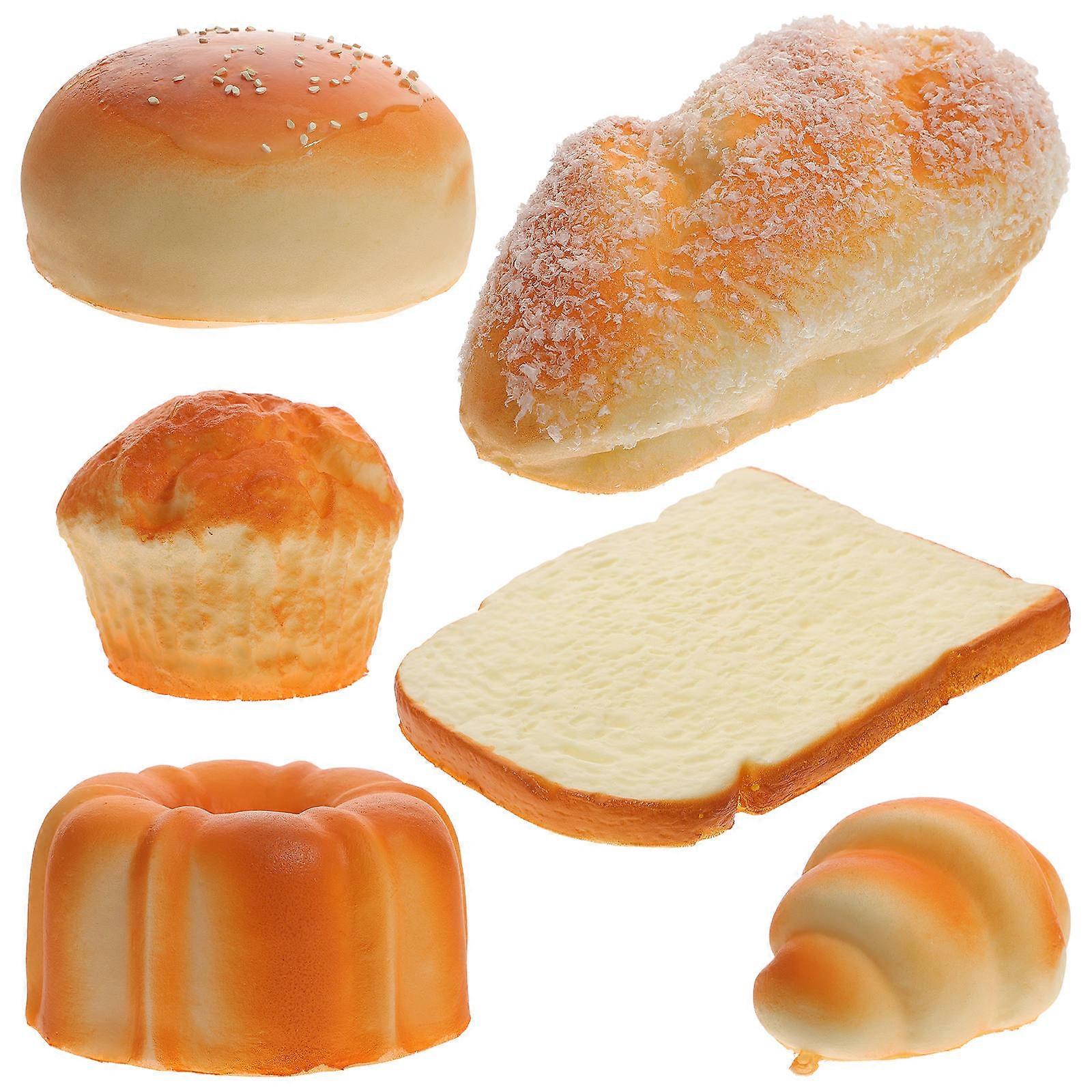 Simulation Bread Model 6Pcs Realistic Fake Bread Showcase Model PU For Photography Props
