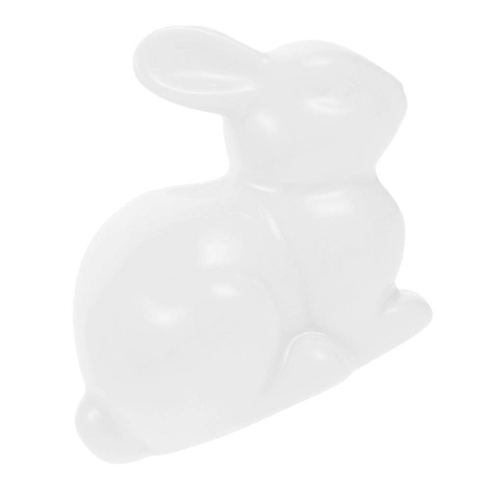 Ceramic Animal Ornament Tiny Rabbit Figurine Desktop Ornaments White 1 Set