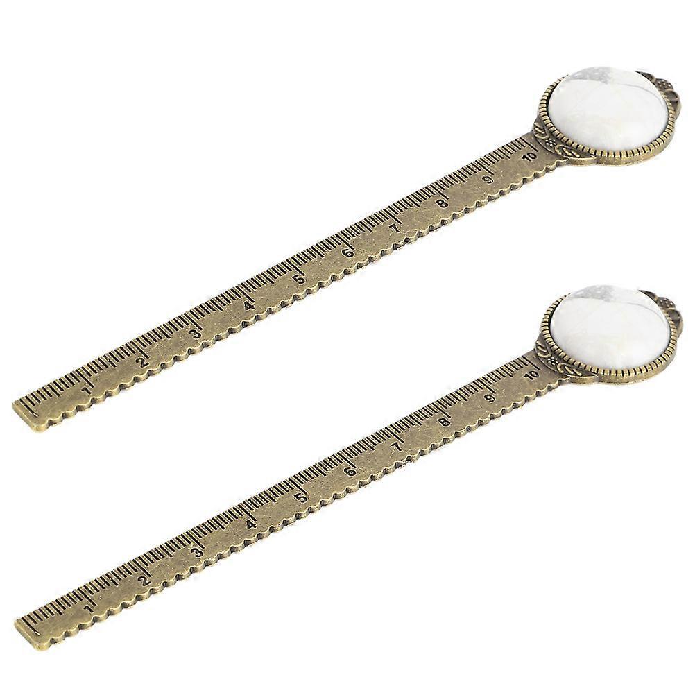 Alloy Ruler Bookmarks for Students with 8Pcs Crystal Stone Marks