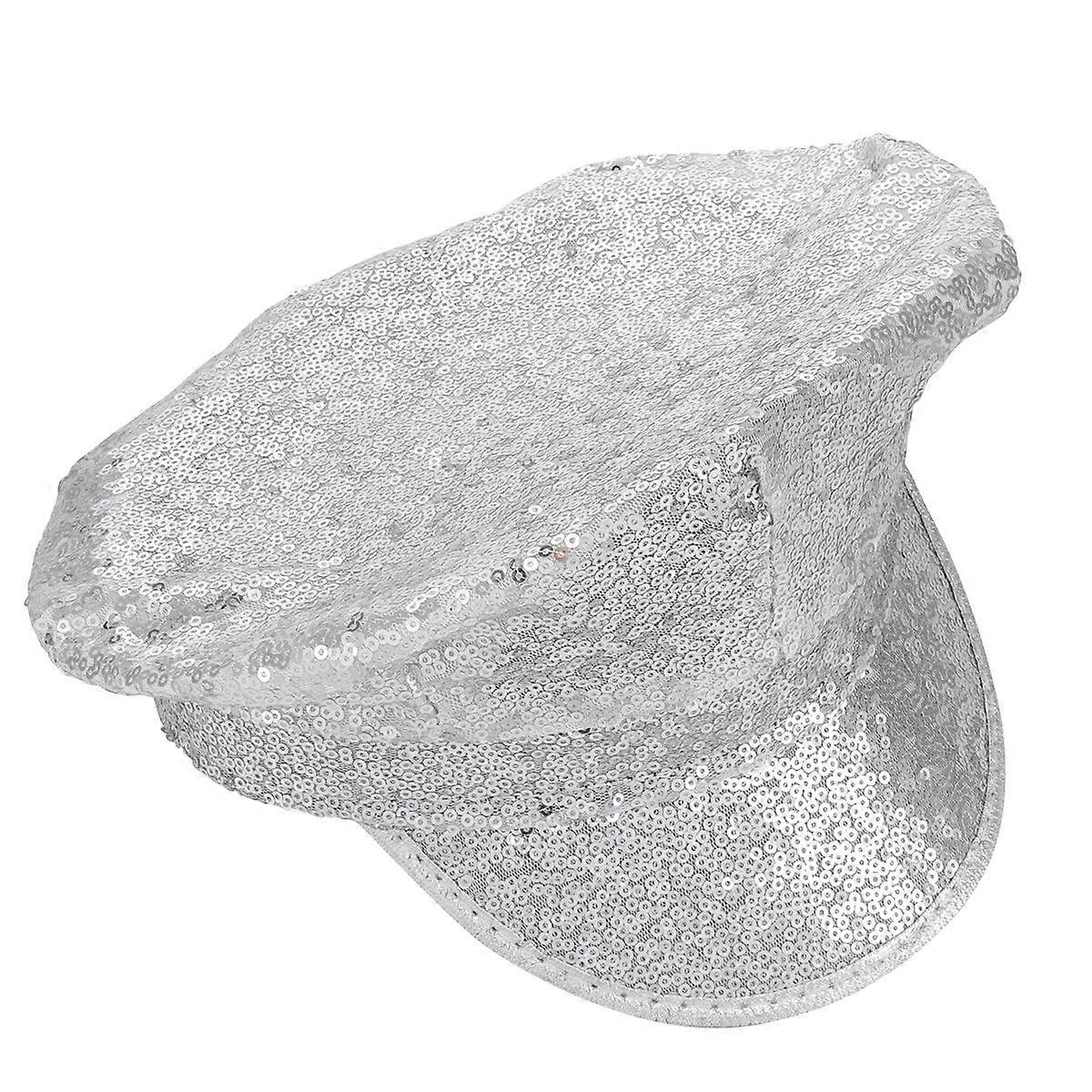 2Pcs Sequin Hat Wide Brim Hat for Role Playing Performance Prop