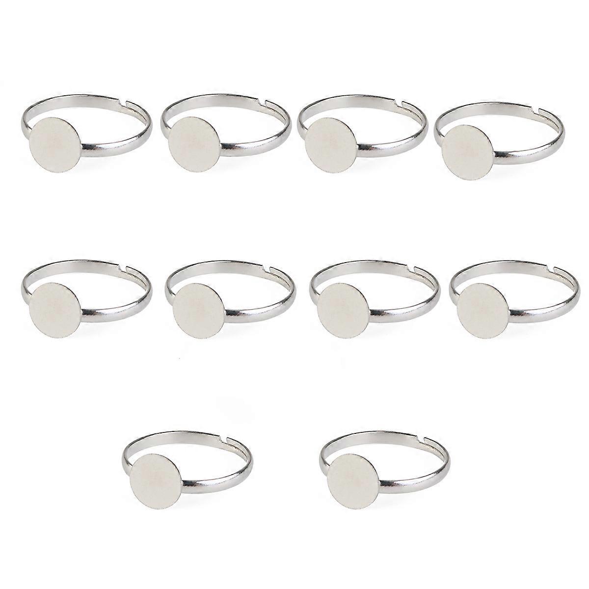 Adjustable Silver Plated Ring Base for Adornment 30Pcs