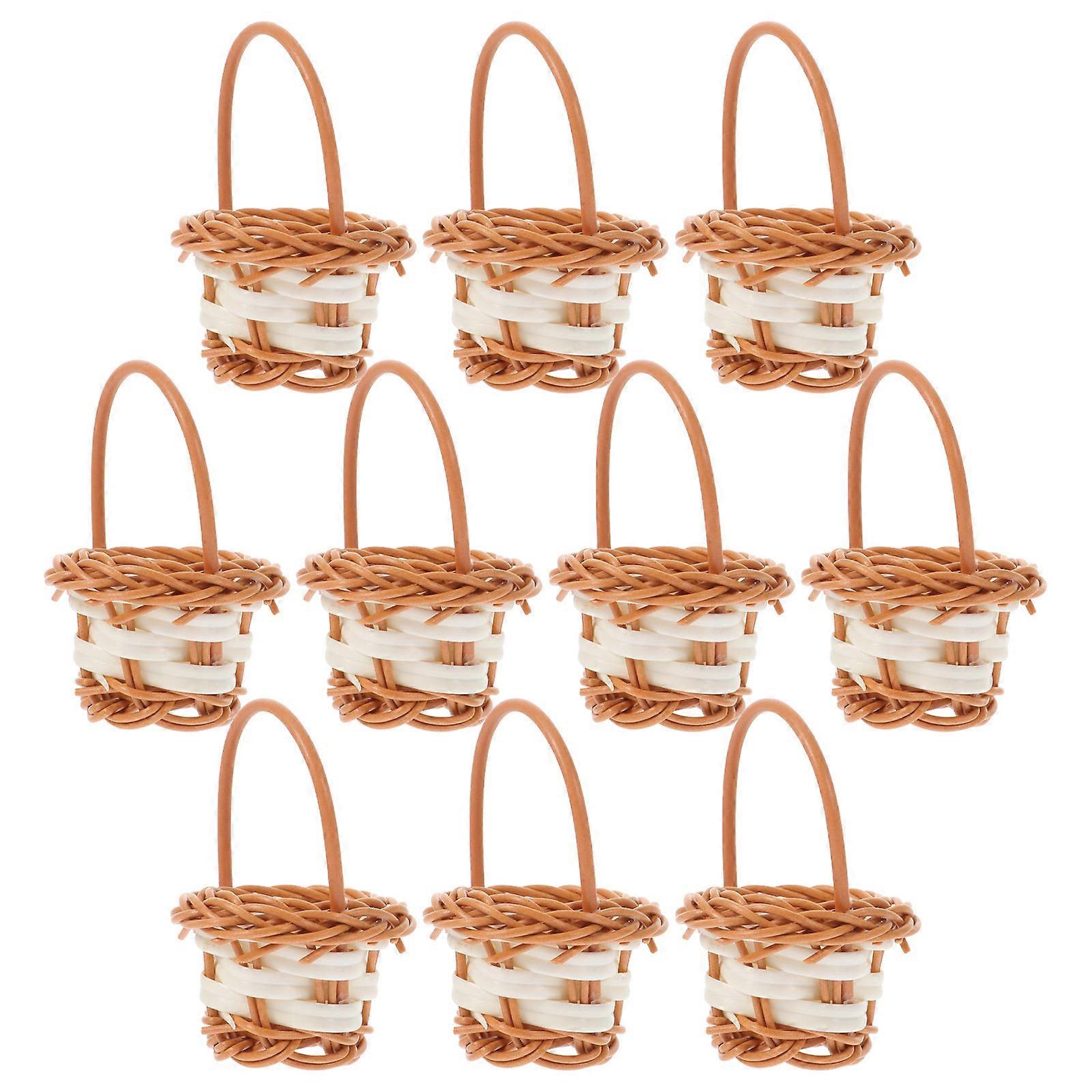Small Rattan Woven Basket for Storage 20Pcs Coffee
