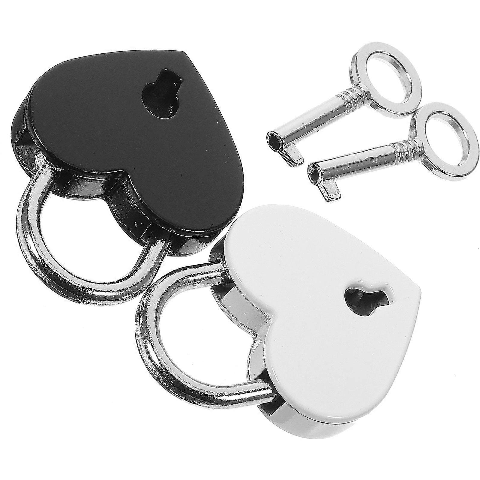 Small Heart Shaped Padlock Luggage Diary Books Copper Material Locking Function 2Pcs