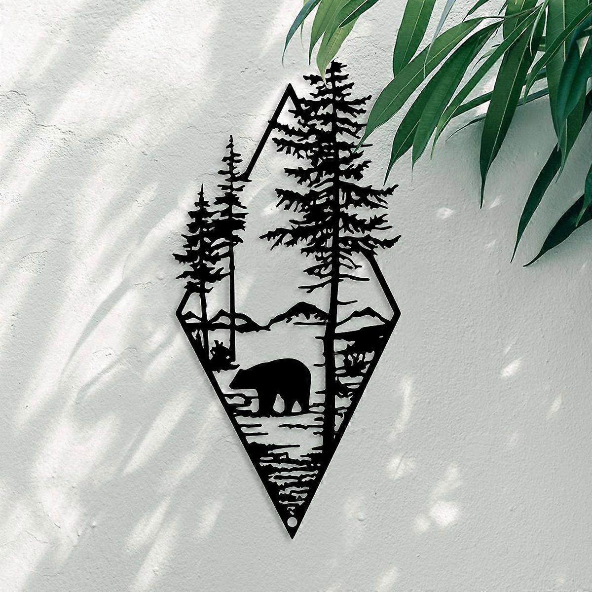 1PC Bear and Forest Hanging Metal Wall Décor for Home Interiors
