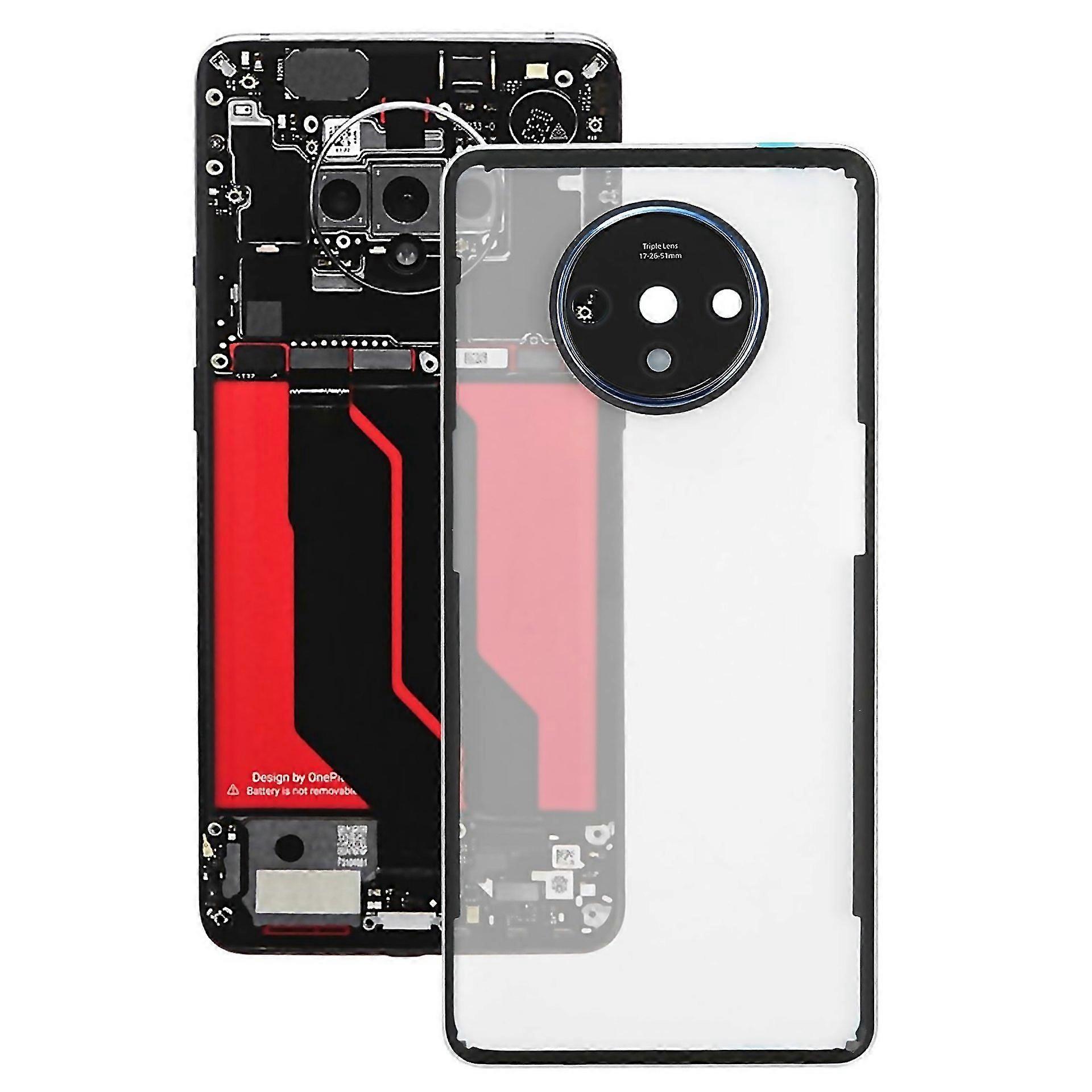 For Oneplus 7t Battery Back Cover With Camera Lens Transparent