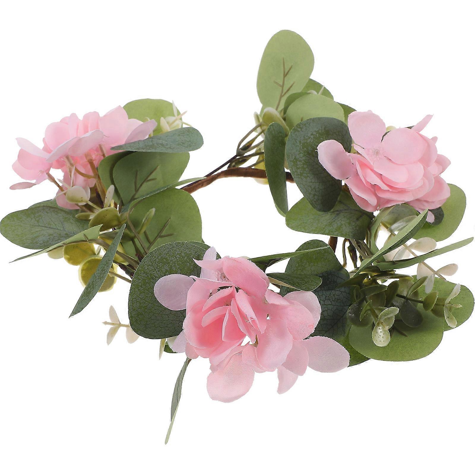 Decorative Pink Eucalyptus Candle Wreath for Decoration 2Pcs Artificial