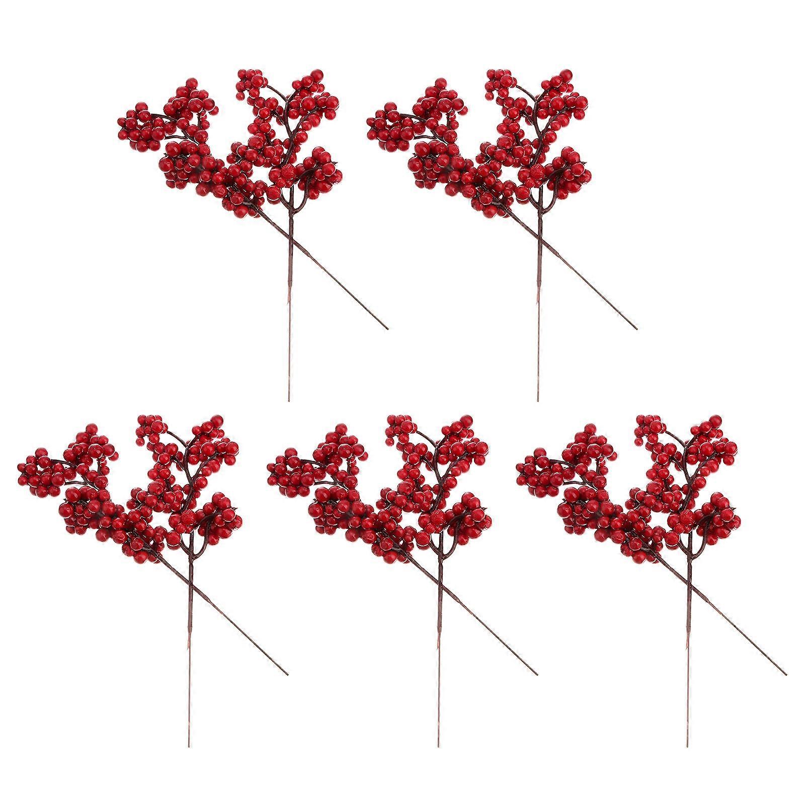 Artificial Bouquet Simulation Berries Branch for Decoration 50Pcs Red Berry Stems
