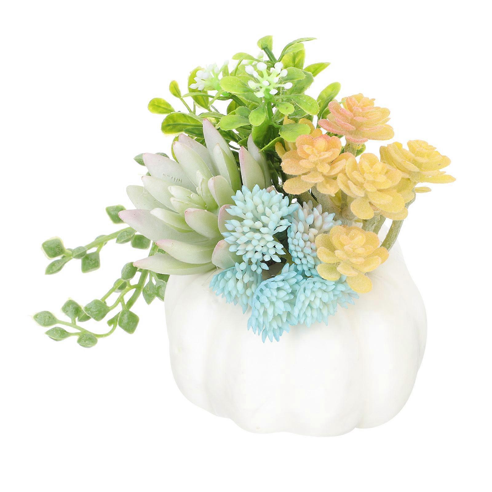 Artificial Potted Bonsai Plants for Decor 2Pcs Green Succulent Simulation