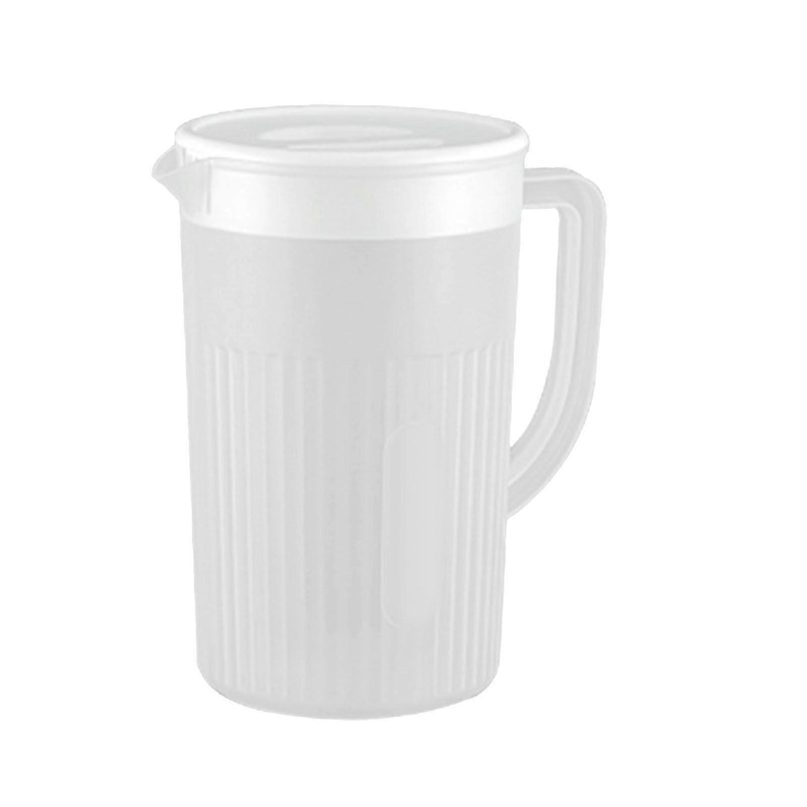 Plastic Pitcher with Lid Large Capacity High Temperature Resistant Cold Water Jug for Juice Tea White