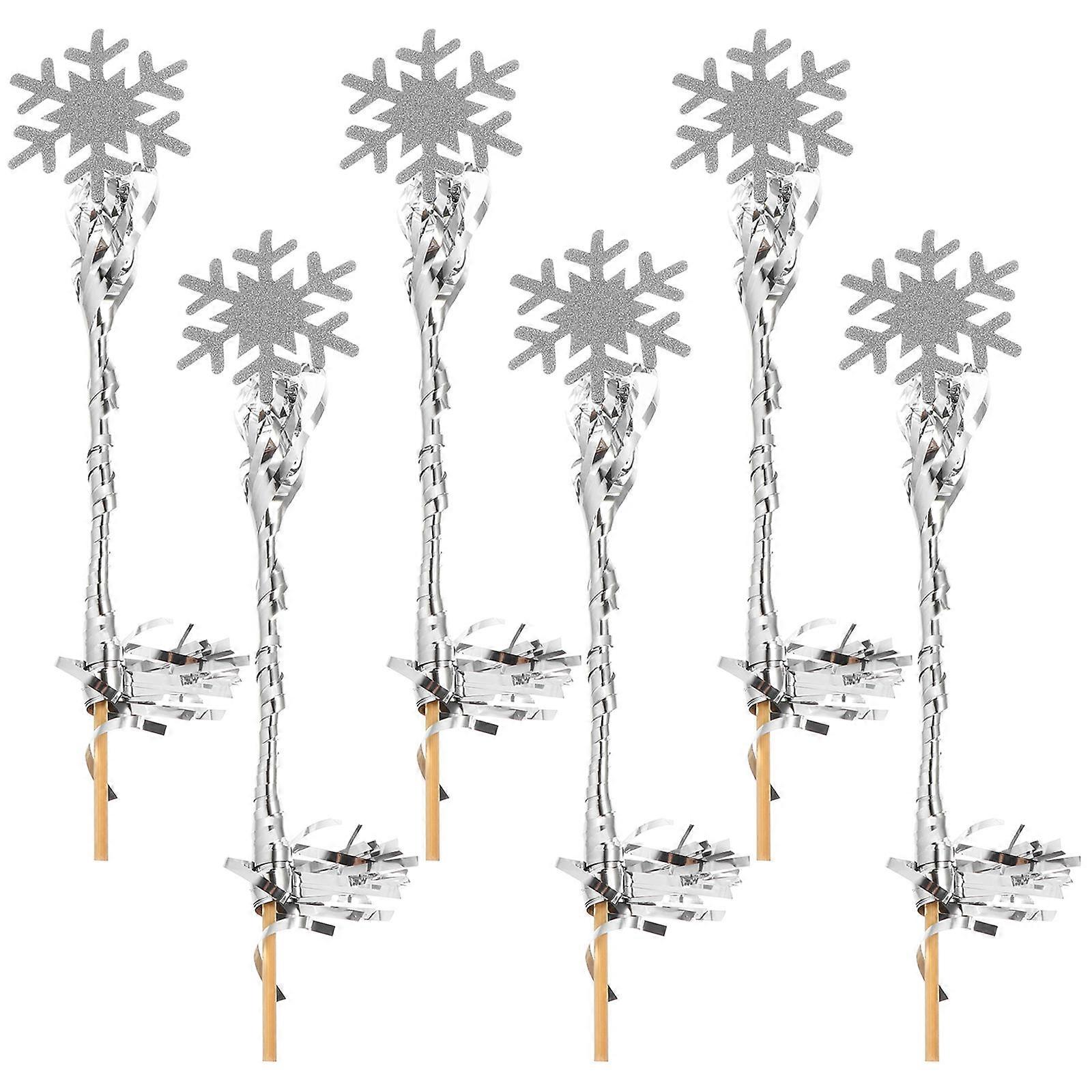 Performance Decorative Fairy Wands Silver Snowflake Sticks for Wedding 6Pcs