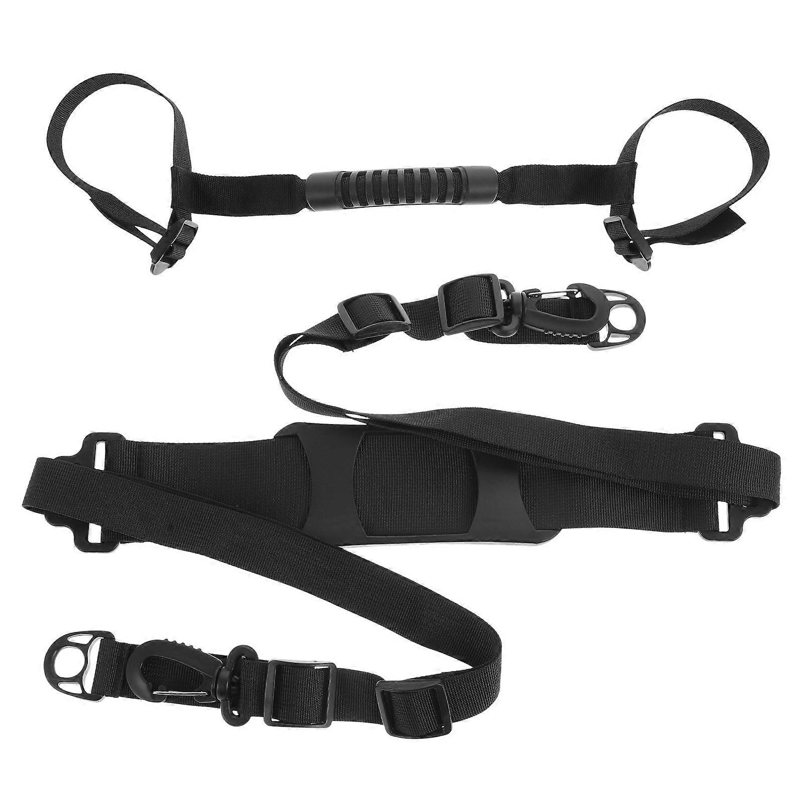 Scooter Carrying Strap Handle Set for Fixing Use Adjustable 1Set Black