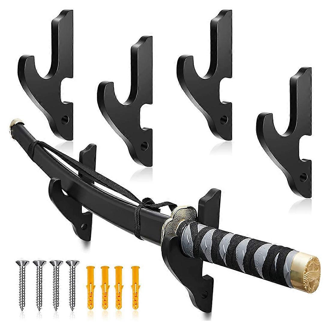 4 Sets Sword Wall Mount Adjustable Sword Holder Wood Display Supplies