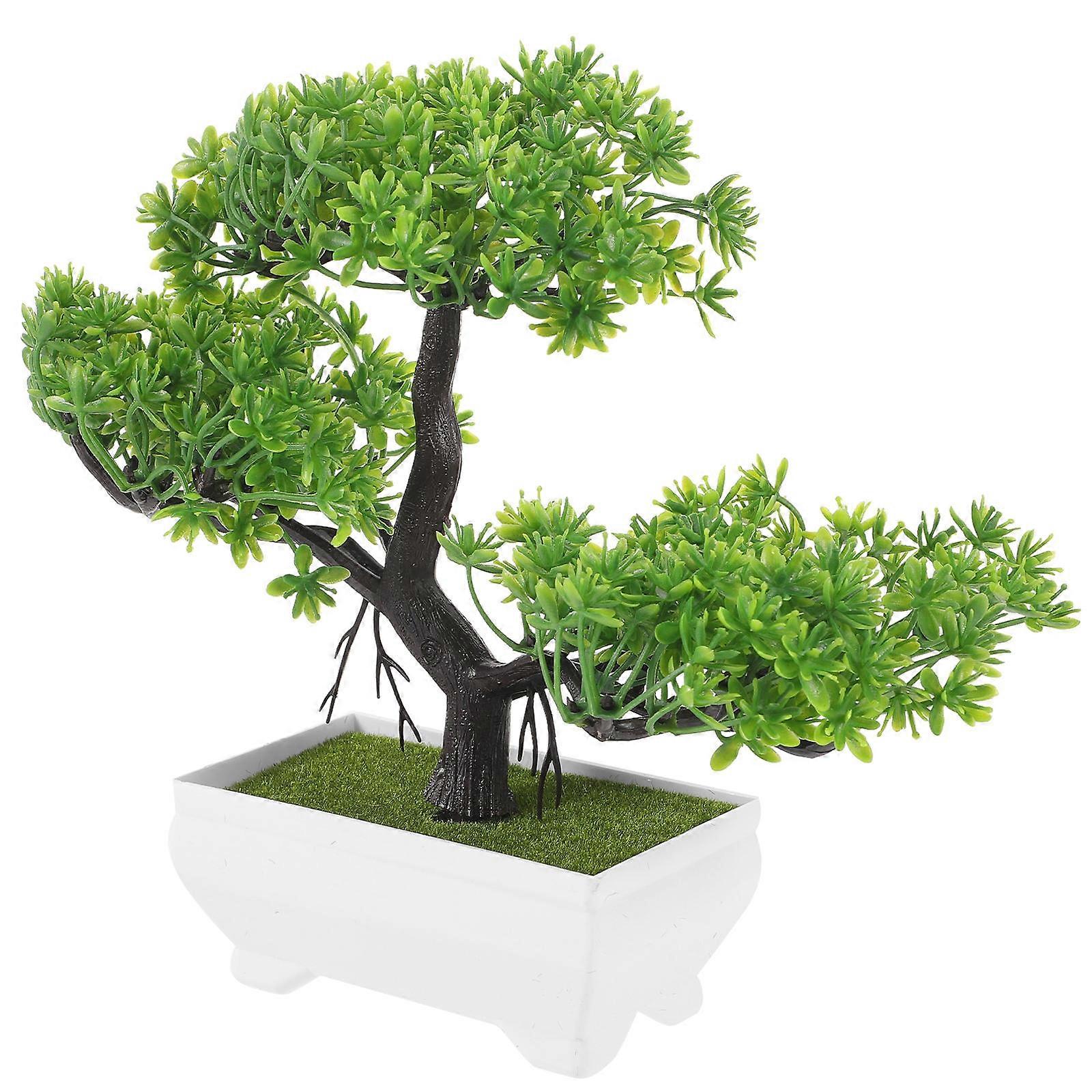 3Pcs Artificial Pine Tree Bonsai for Indoor Plant Decor Green Plastic