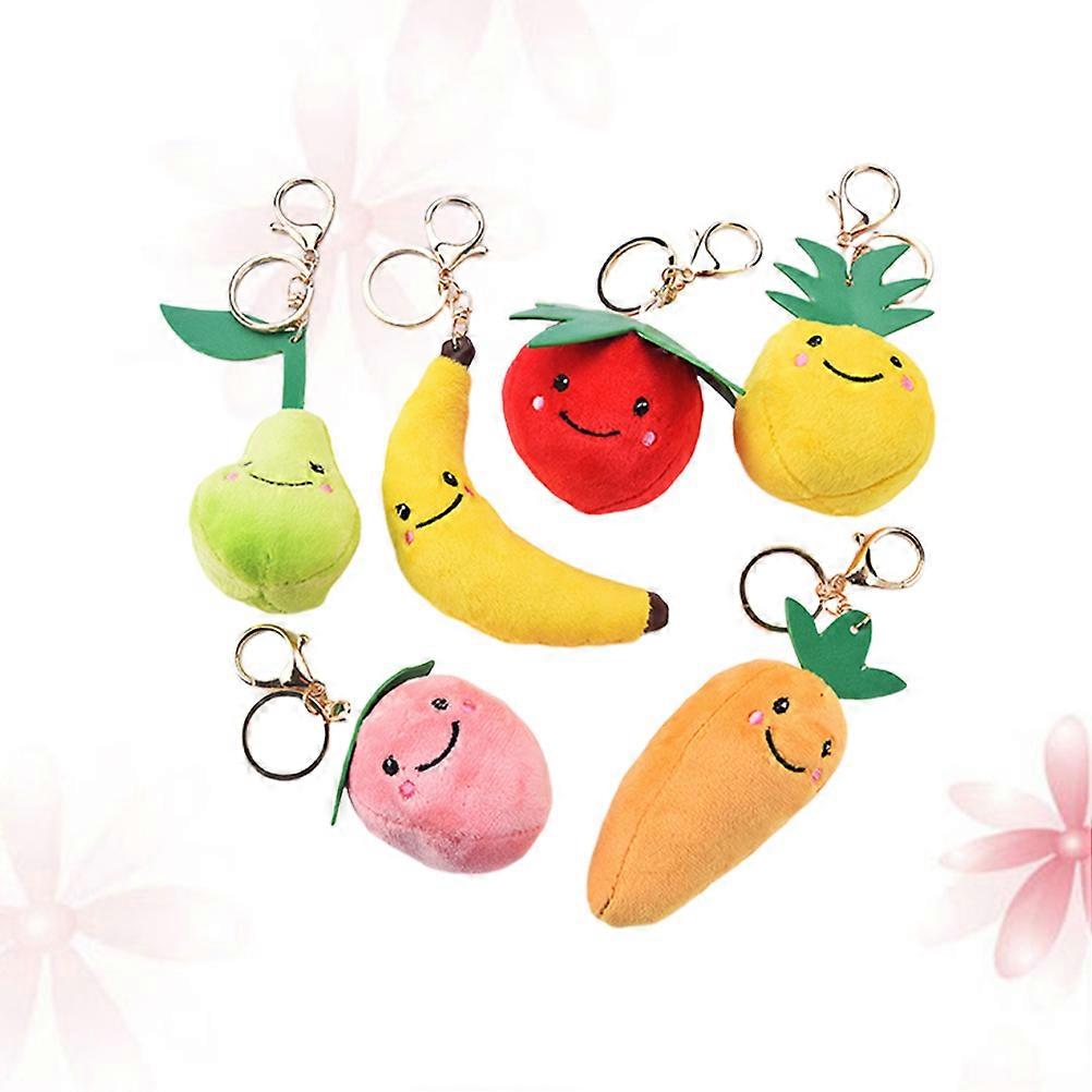 Plush Fruits Shaped Keyring for Decoration 7Pcs Hanging Bag Keychains