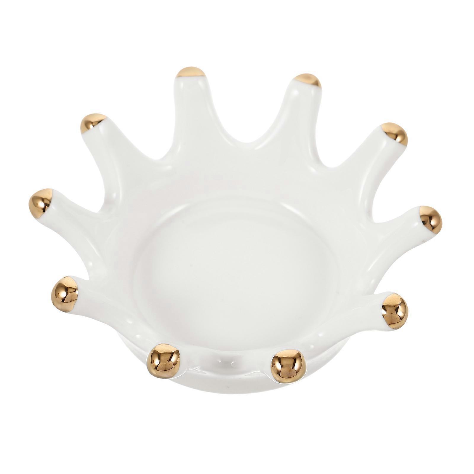 White Ceramic Nail Art Dish for Manicure with 5Pcs Replaceable Nail Cups