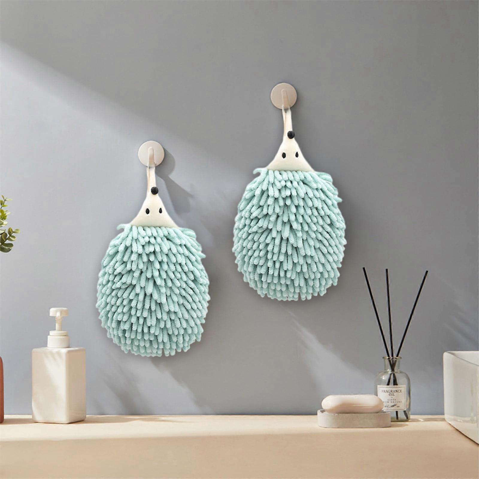 Naxoaeo Clearance Hanging Hand Towel with Button Loop for kichen and Bathroom | Funny Microfiber Chenille Hand Drying Towel | Cute Hedgehog Design
