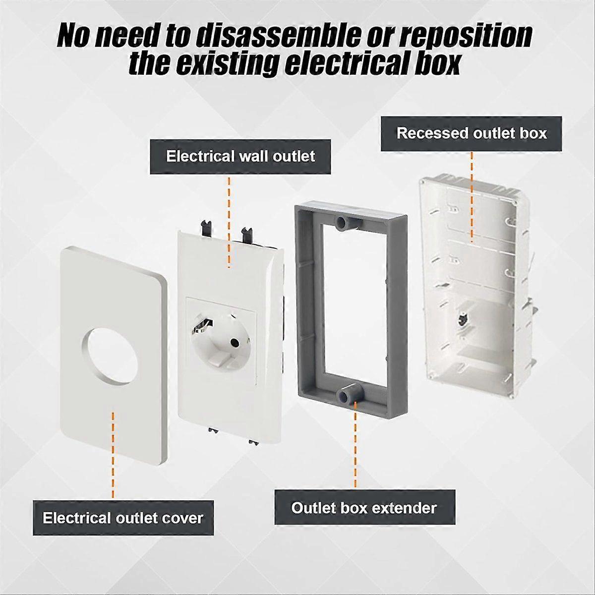 4Pcs Single Gang Outlet Box Extender,Electrical Outlet Extender Gray