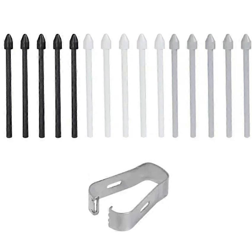 Replacement Pen Tips Compatible with Samsung Galaxy Tab S6 Lite/ S6/ S7/S9/S10/S23/S24/S25 (Black Nibs 5pcs White Nibs 5pcs Gray Nibs 5pcs Clip 1pcs)
