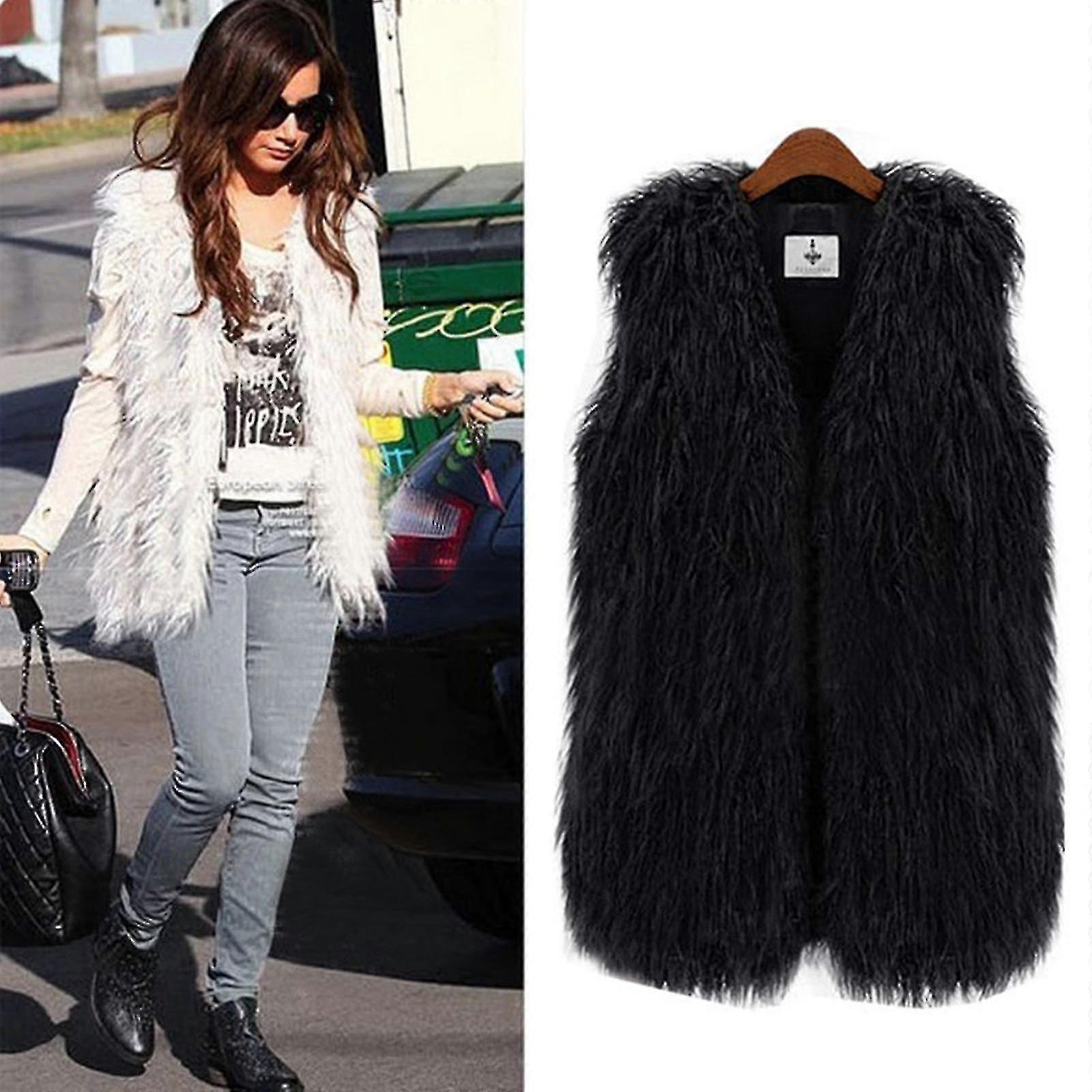 Kadın Shaggy Sahte Kürk Yelek Yelek Ceket Ceket Gilet