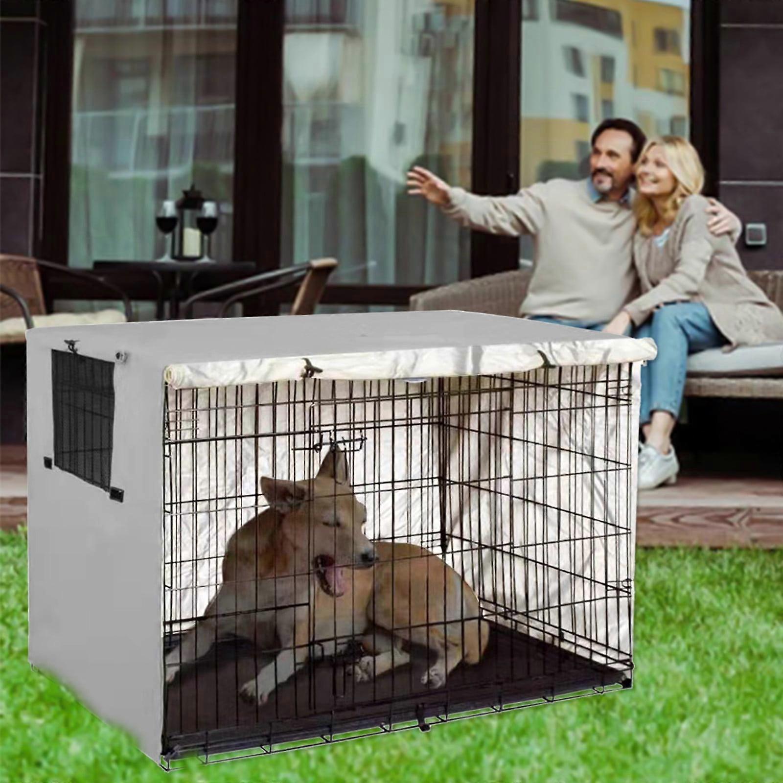 Winter Savings! WJSXC Dog Crate Cover for Medium/Large Dogs, Heavy Duty Oxford Anti-UV Fabric, Mesh Window Gray S - Compatible with standard crates