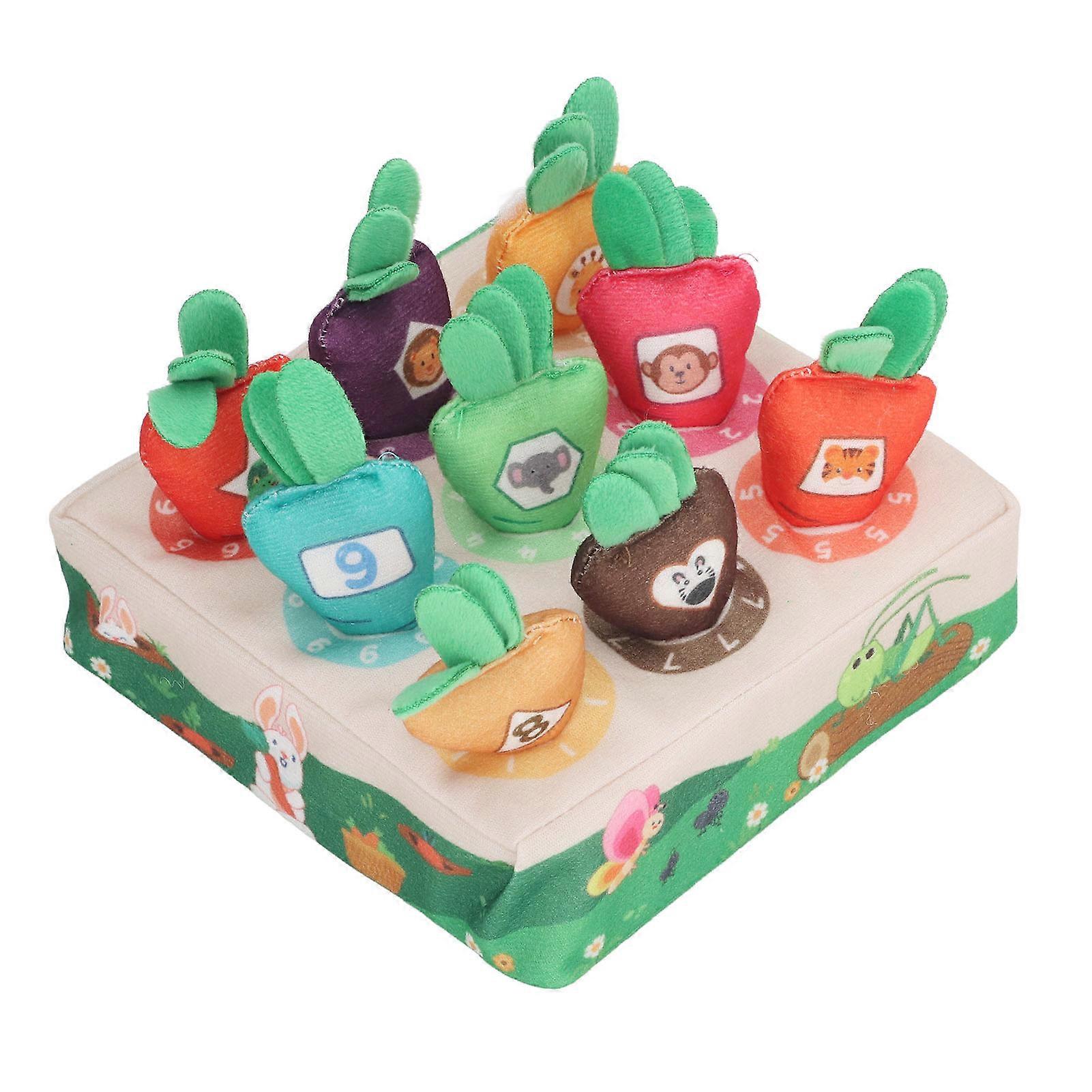 Carrot Doll Pull Out Toy Color Matching Number Radish Harvest Vegetable Field Plush Toy Sorting Game for Kid Interaction 1-9 