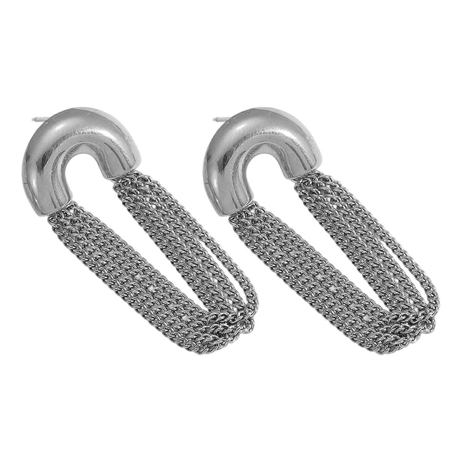 Multiple Chain Tassels Earrings Comfortable Wear Suitable for Various Occasion Styles  Silver