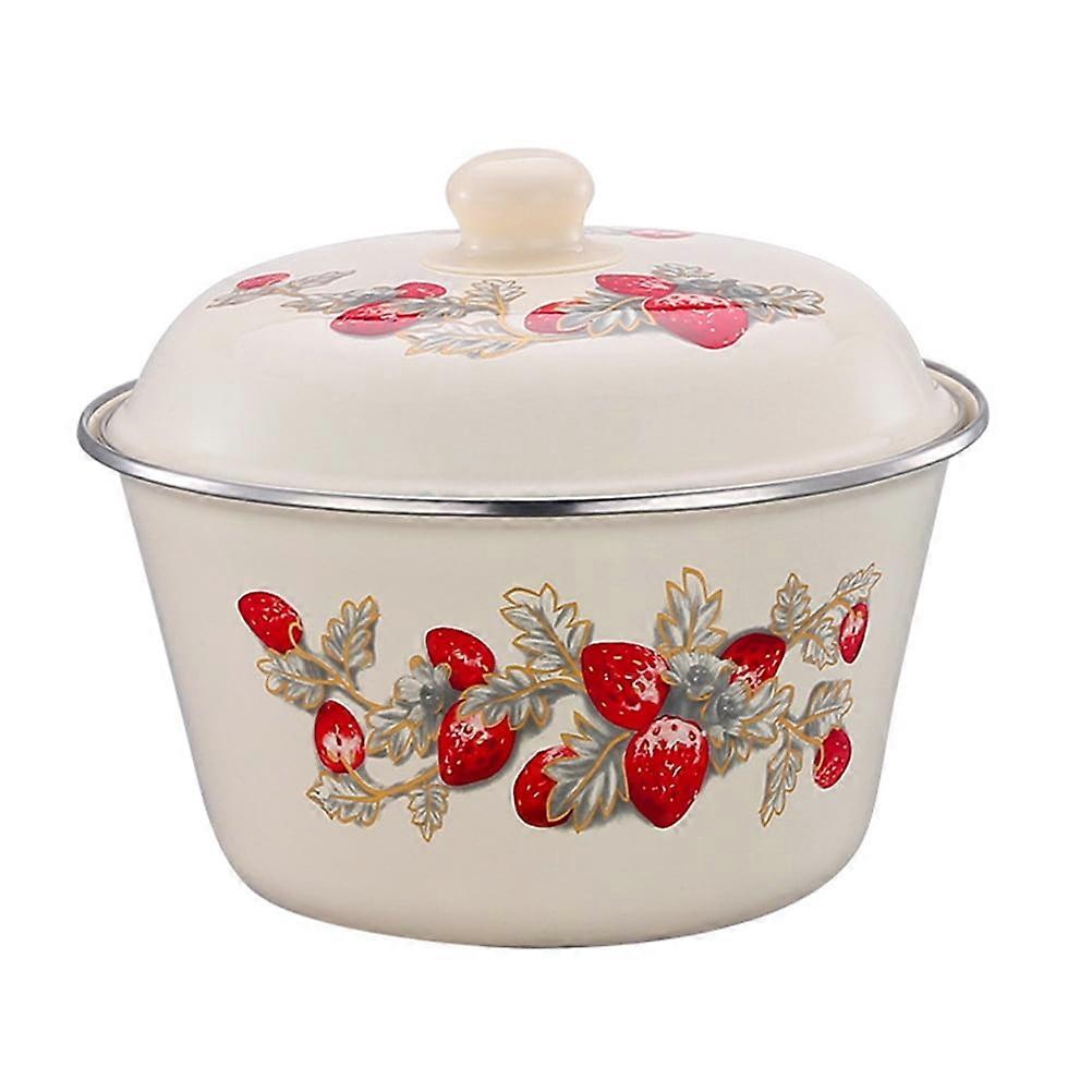 Kitchen Food Container Multi-function Basin Enamel Containers with Lids Dust-proof