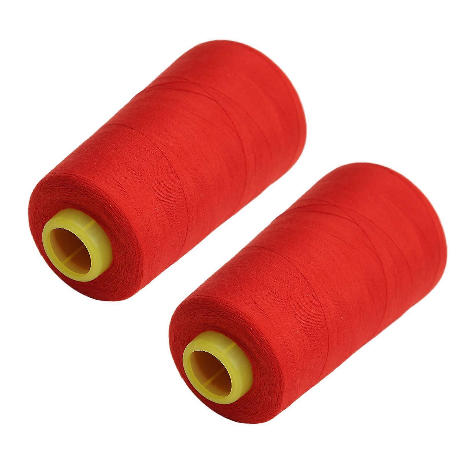 2PCS Serger Thread High Strength Sturdy Durable Polyester Red Sewing Thread for Daily Quilting Splicing