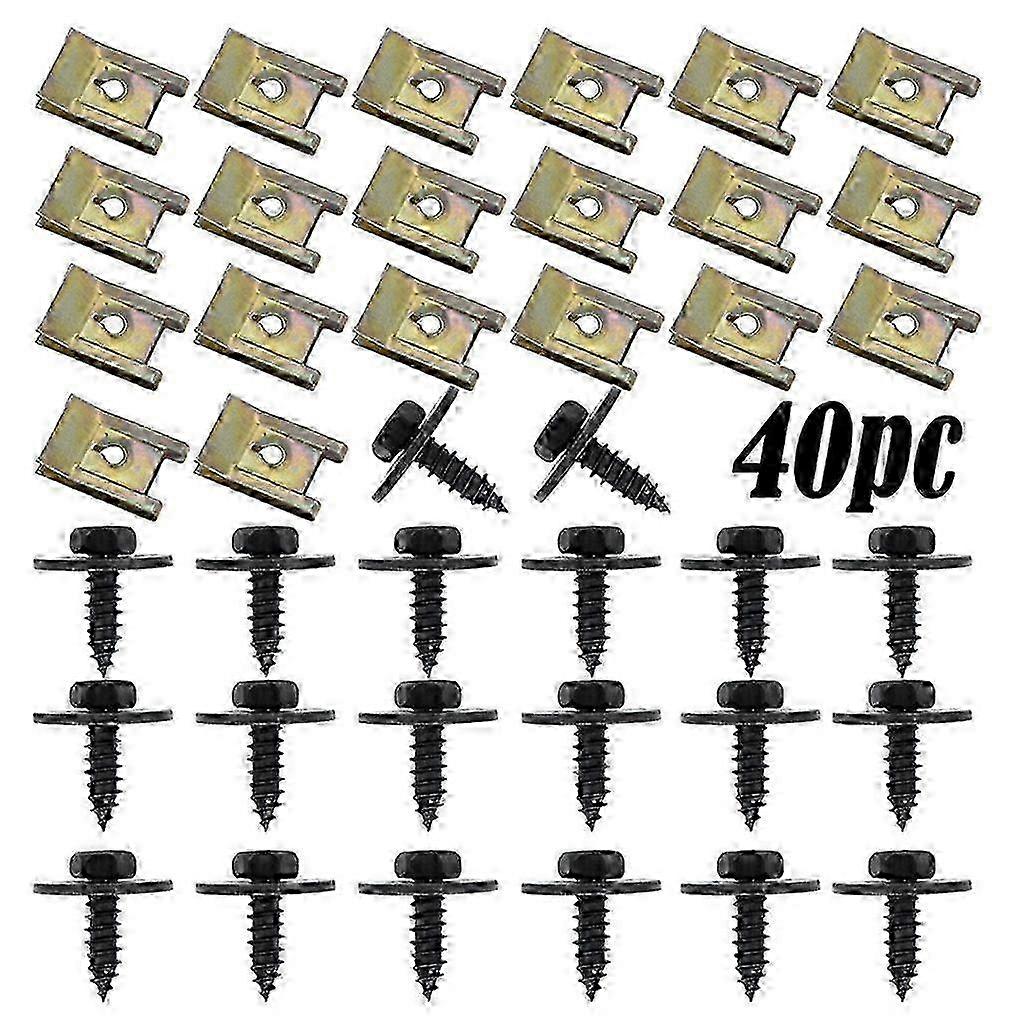 U Shape Nut Hex Screw Set 40pcs/set Quick Release Under Tray Sheet Metal Fixing Interior Accessories Auto Fixing Clips Edition 1107