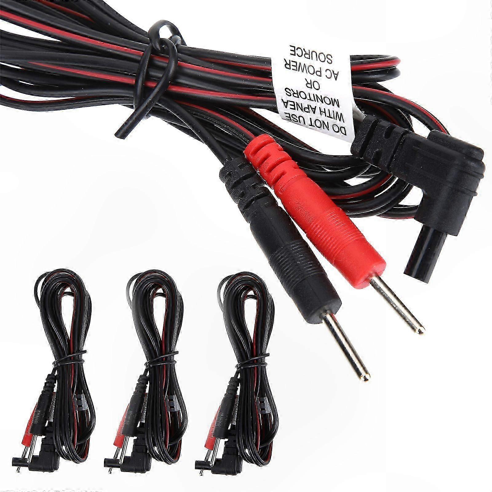 4-Pack Therapy Machine Connector Cables with 2mm Pin Electrode Lead Wires