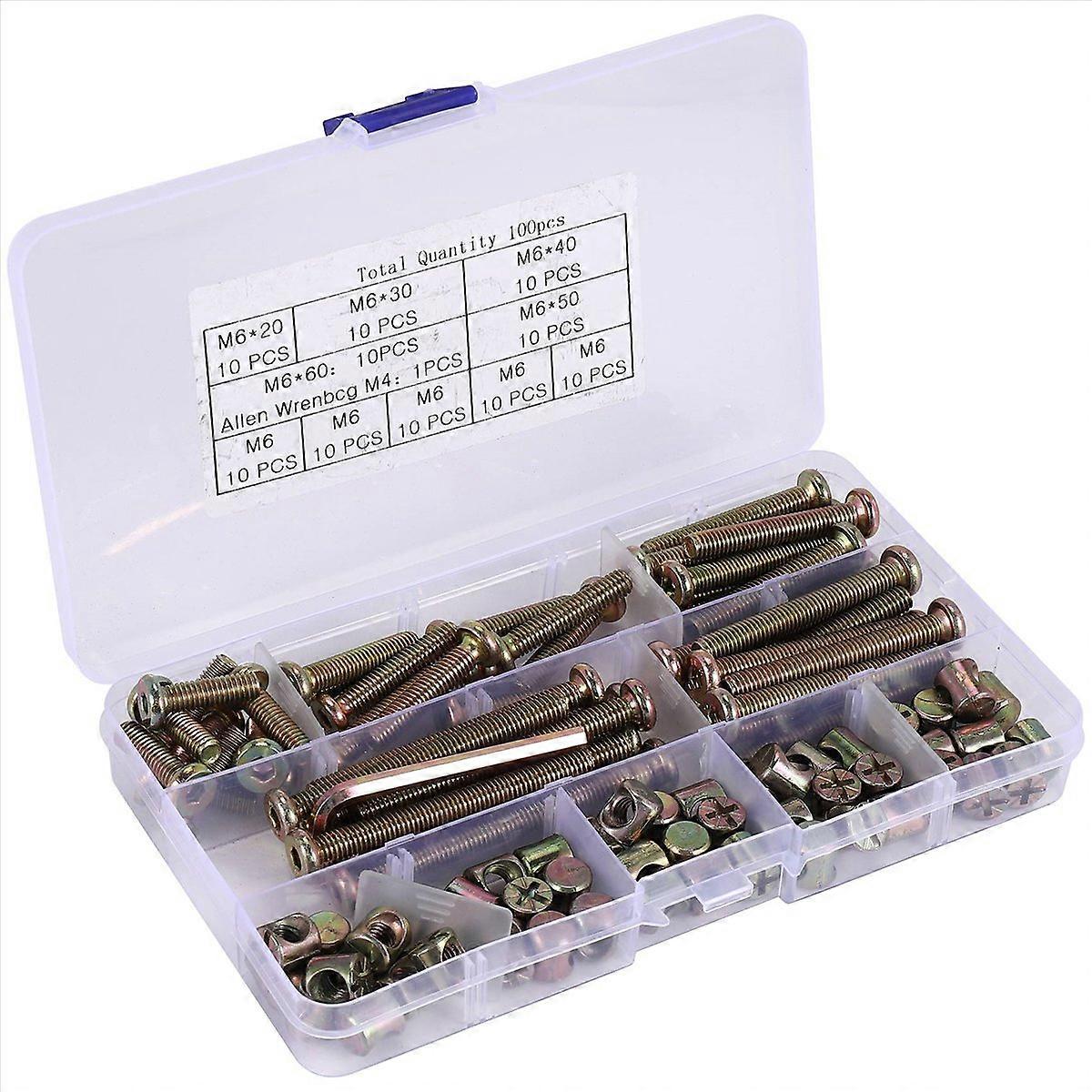 Hex Drive Socket Cap Bolts Nuts,for Crib Chairs,M6 100Pcs