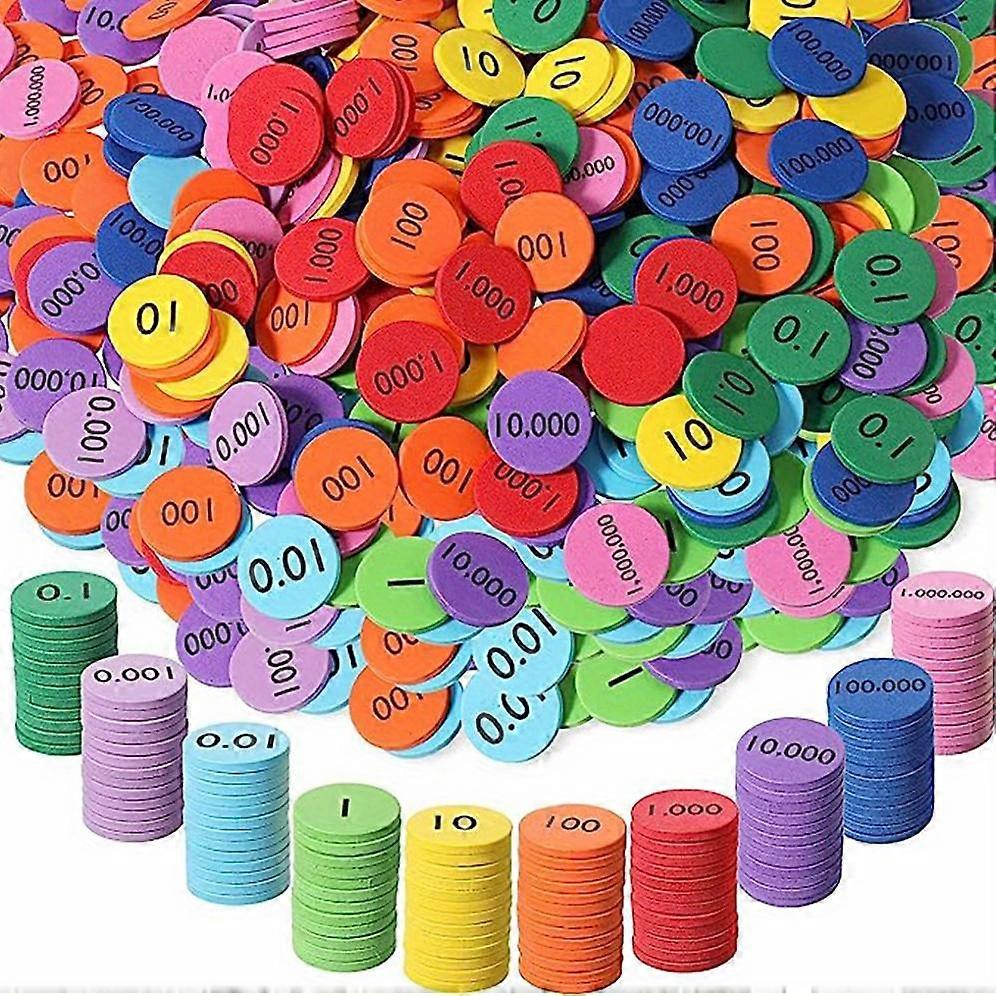 300pcs Soft Foam 10-Value Decimals To Whole Numbers Place Discs Set Counting Chips For Kids Base Manipulatives Math Counters