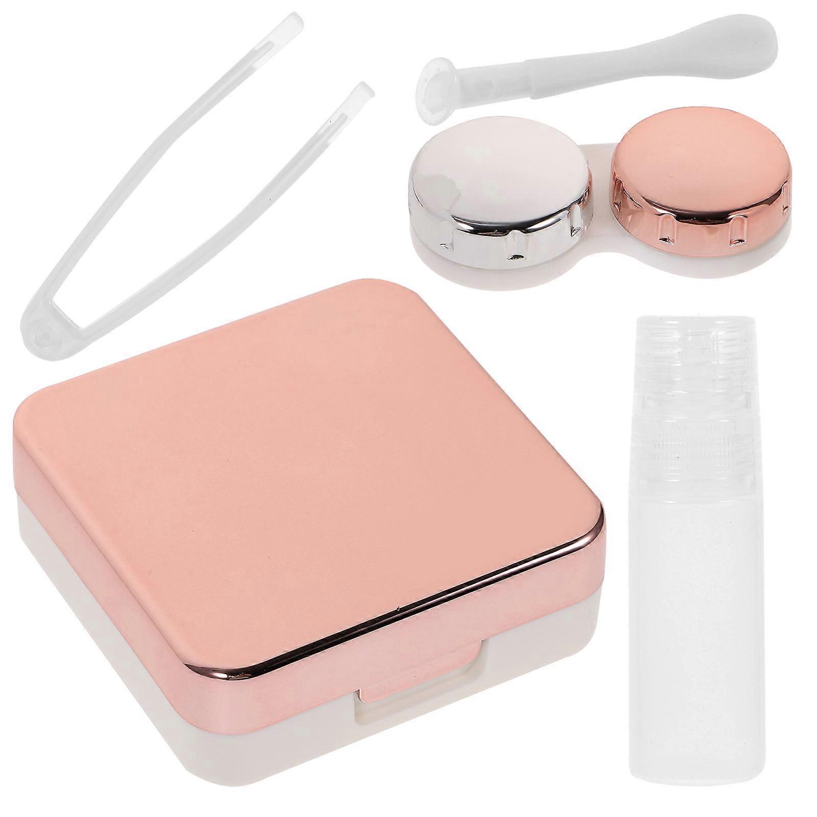Lens Case Pink Mini Container Holder for Storing Use Portable Travel Box
