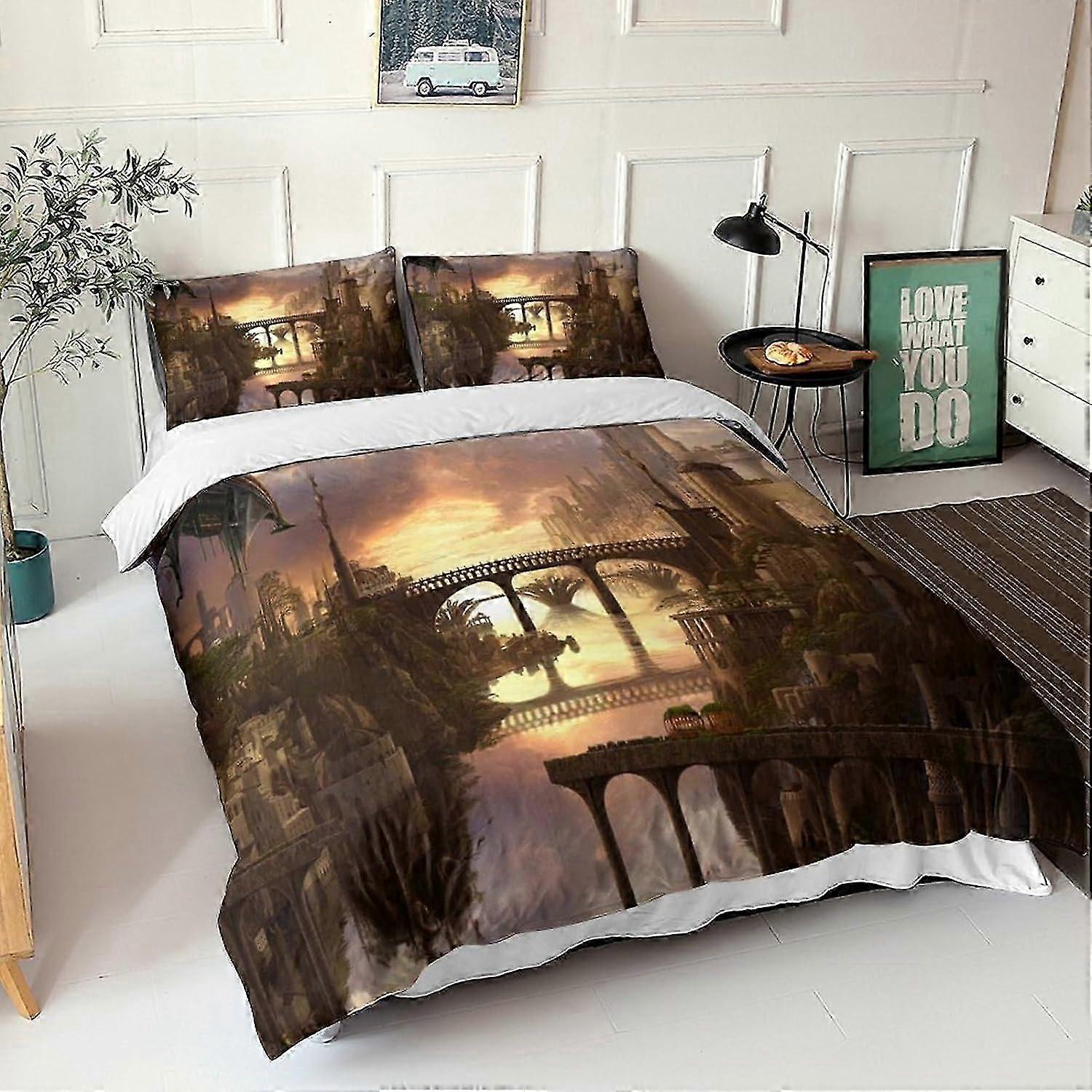 Os conjuntos de capa de edredom Fisher King, jogo de cama do mundo futuro com capas de edredom e fronha com zíper, para adultos 135 * 200 cm