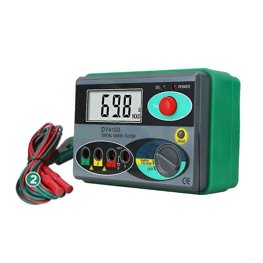 Digital Earth Ground Resistance Tester Megohmmeter with 0.01Ω Resolution, 3 Ranges, Data Hold, LED Indicator for Electrical Testing