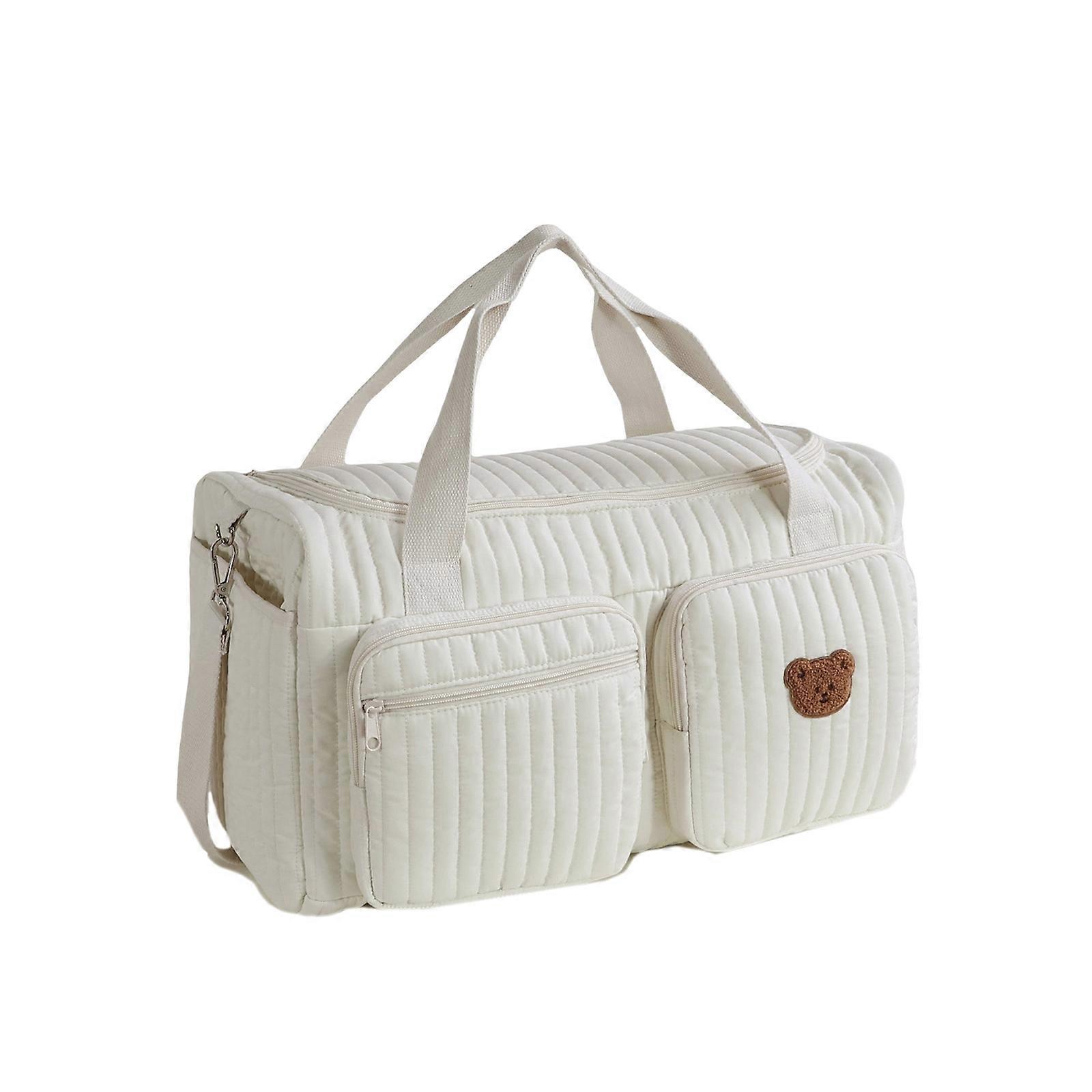 Multifunctional Mother Bag with Bear Pattern, High Capacity Nappy Storage Case Organiser for Baby Essential Product Multicolor