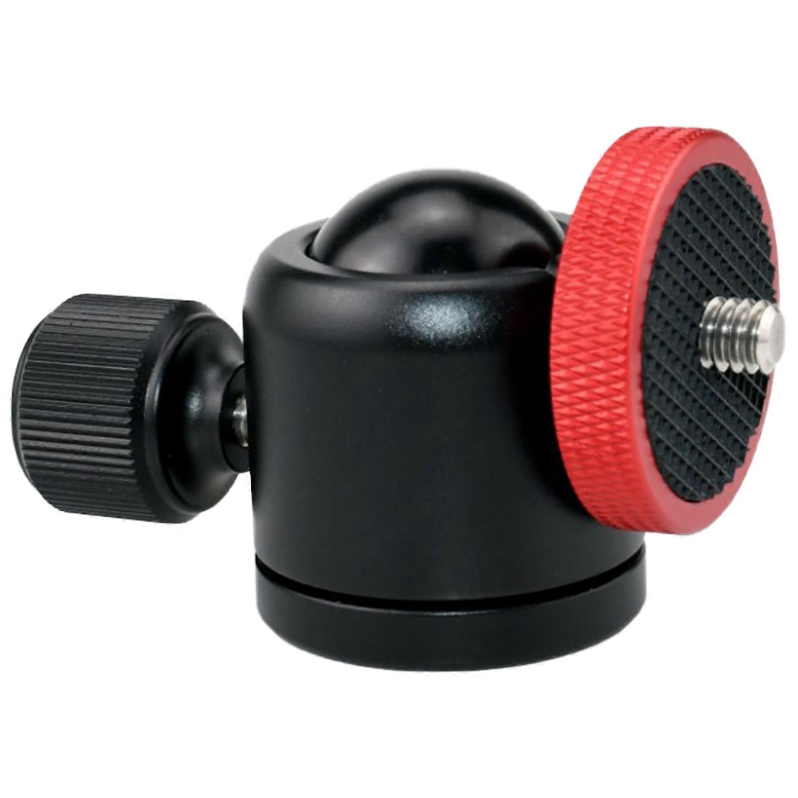Tripod Round Head 360 Panoramic Metal Quick Release Plate 1/4" 3/8'' Screw Thread Mount Tripod Head for Monopod Camera  Red