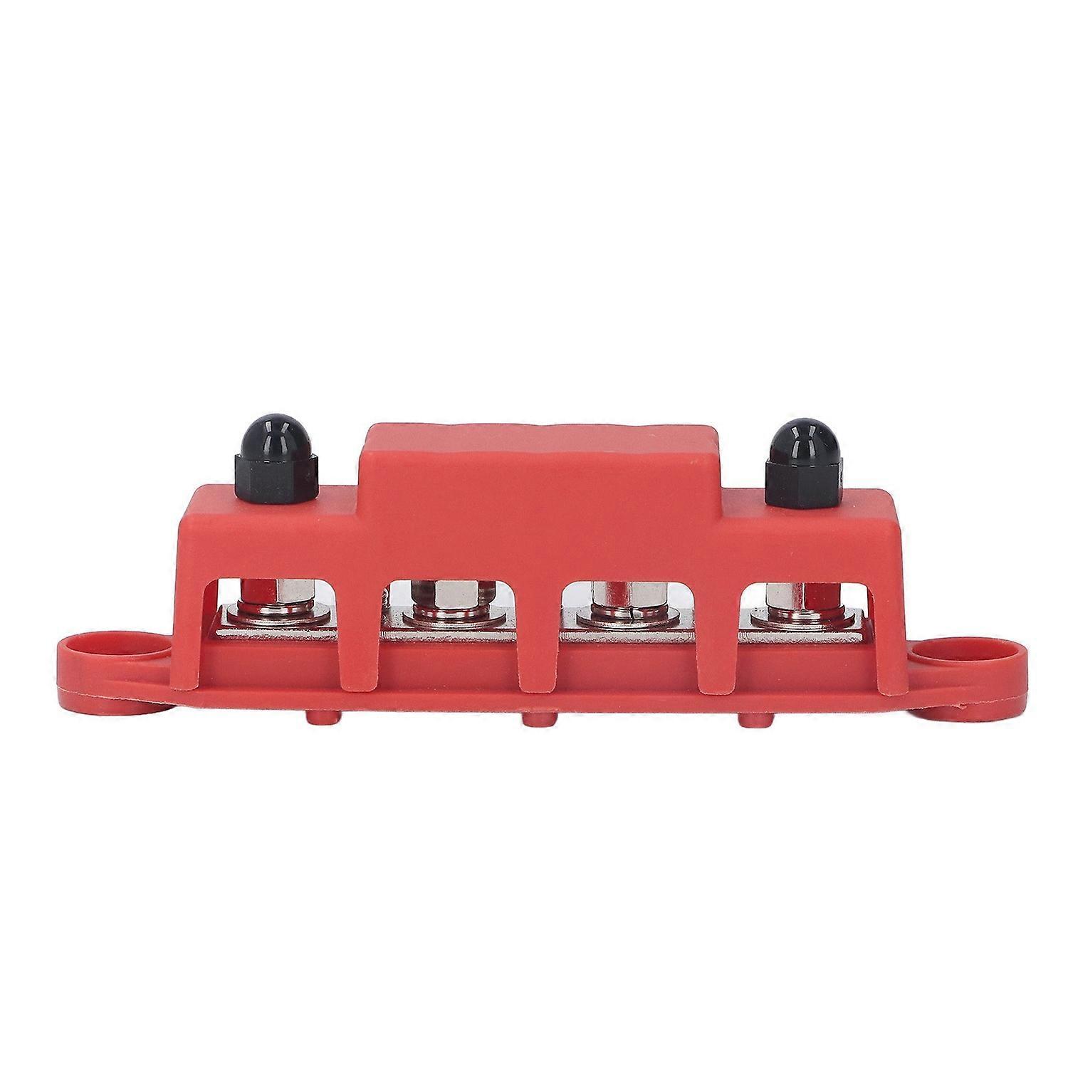 4 Stud M8 Bus Bar Heavy Duty Module Power Distribution Block Busbar Box for RV Yacht 48VDC 250A Red