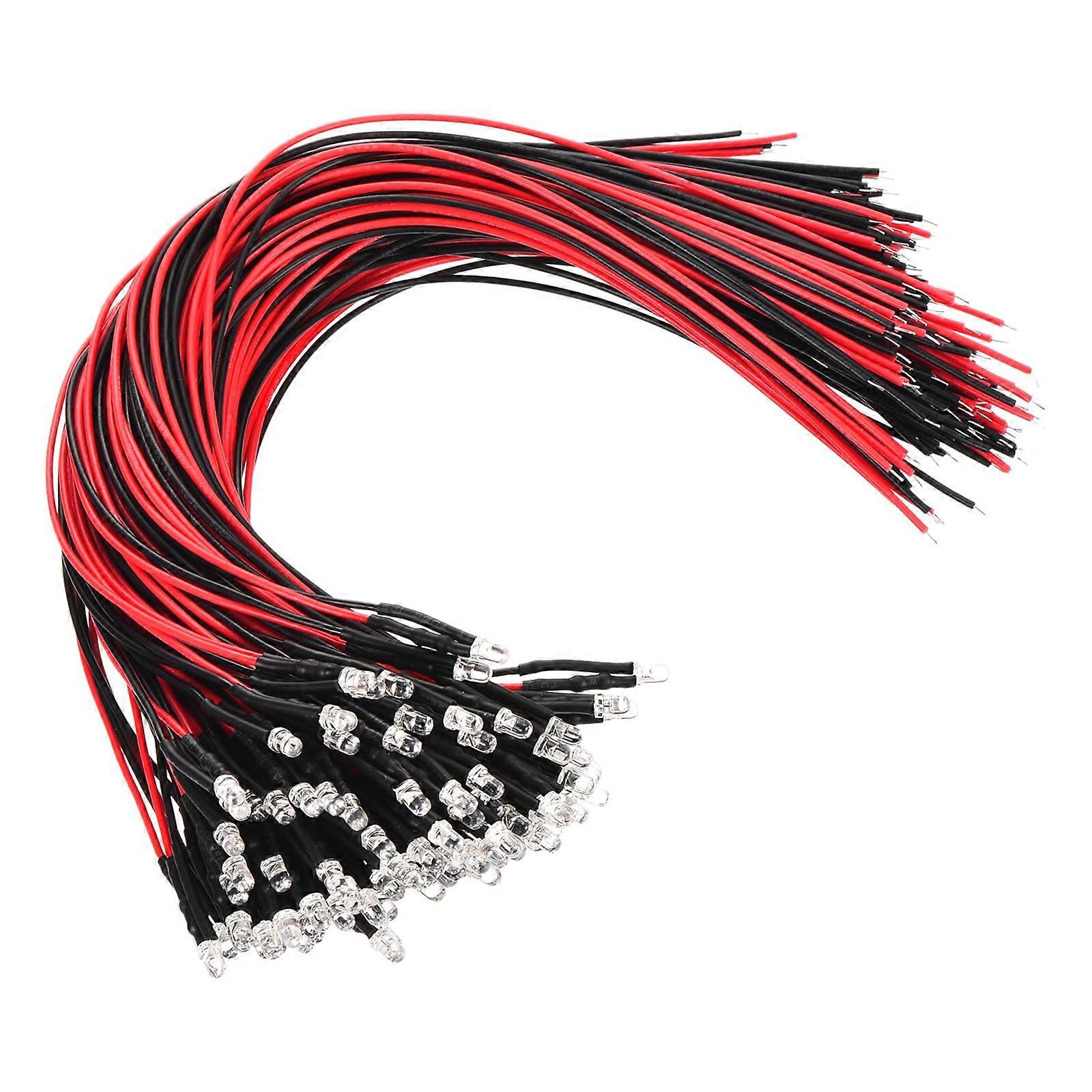 3mm LED Diode Light 100Pack, 4.56V DC PreWired Mini LEDs For RC DIY Indicator Lighting, Assorted Colors