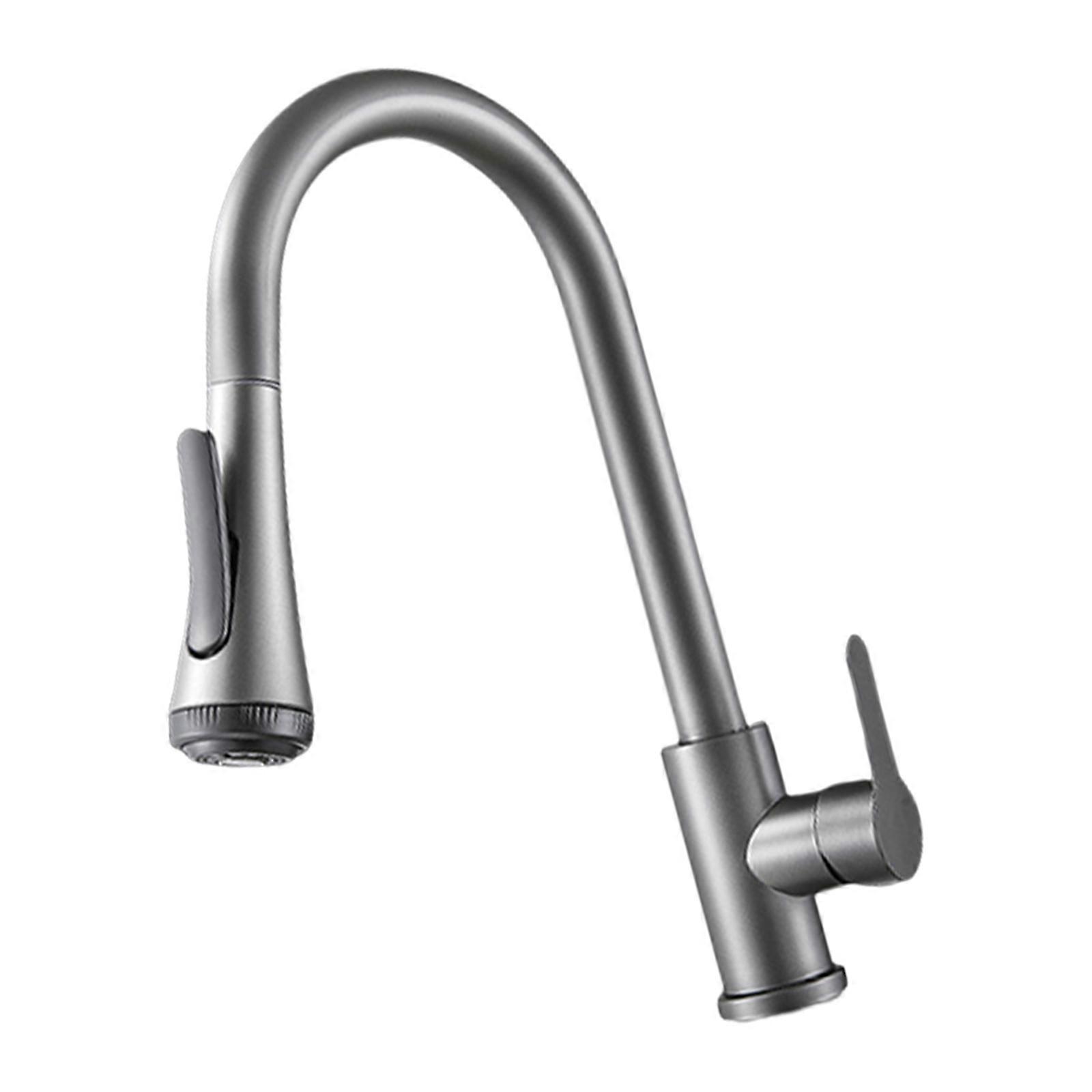 Modern Houses Faucet with 3 Way Function Hot & Cold Water Mix & Pull Down Sprayer Stretchable Designs Stretchable Faucet  Gun Ash